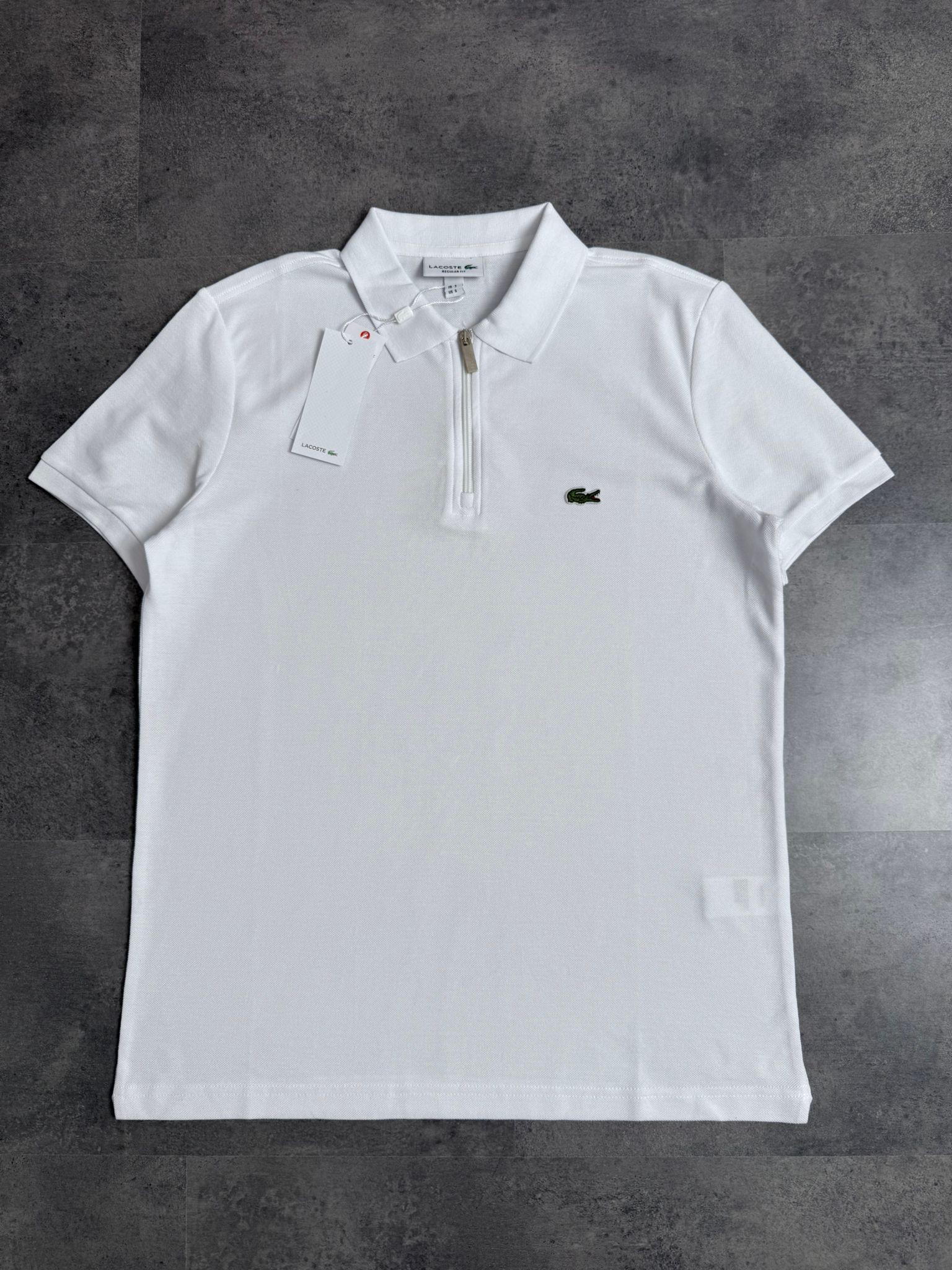 Yeni Sezon Yarım Fermuarlı Basic Mini Logo Polo Yaka  - BEYAZ