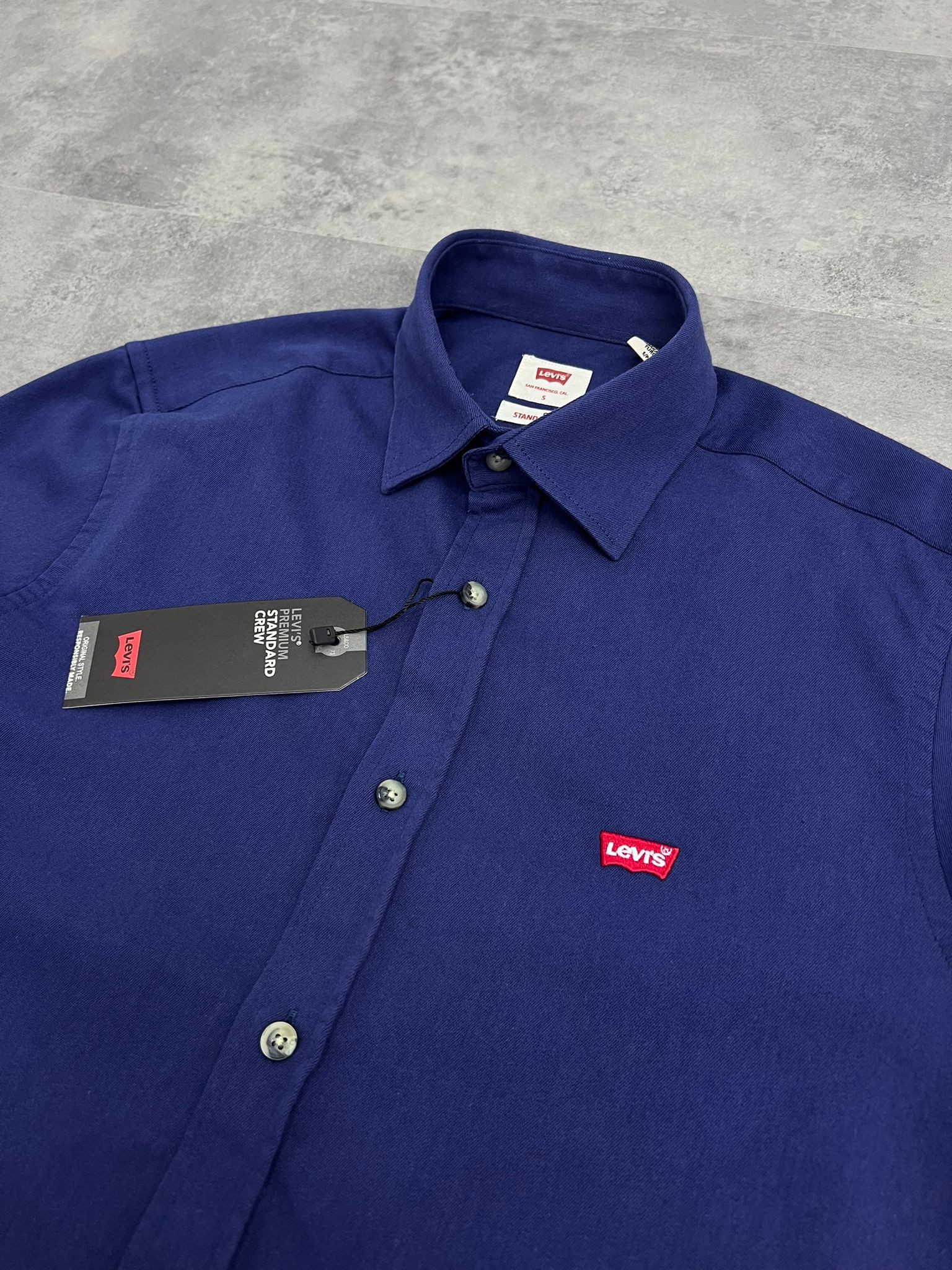 Yeni Sezon Organik Pamuk Likralı  Navy Blue Gömlek
