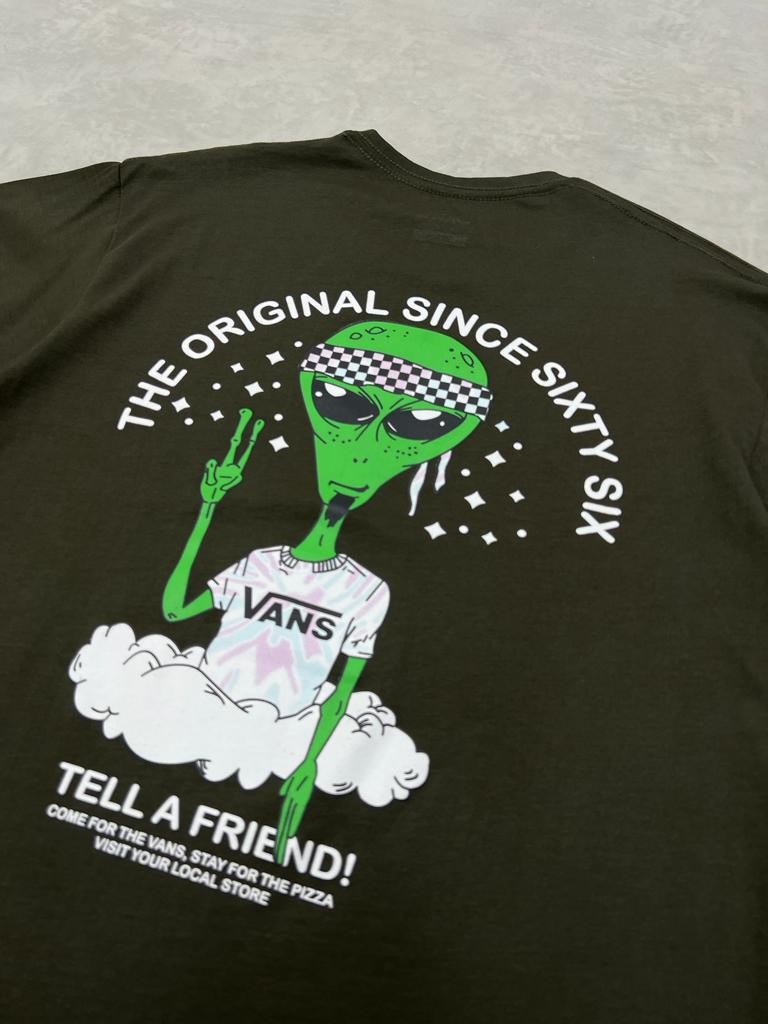 Haki T-shirt With Tell A Friend! On The Back