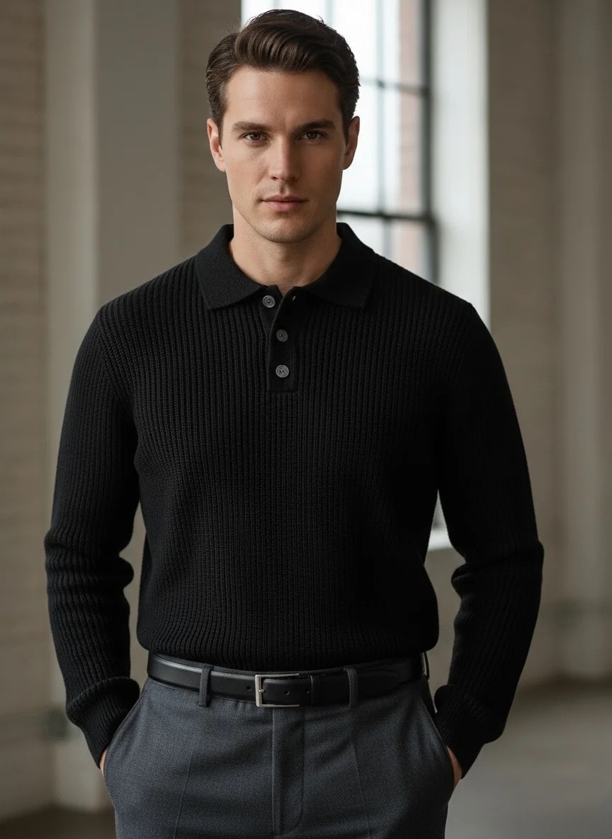 Yeni Sezon Pamuk Özel Örgü Kalın Düğmeli Triko Kazak