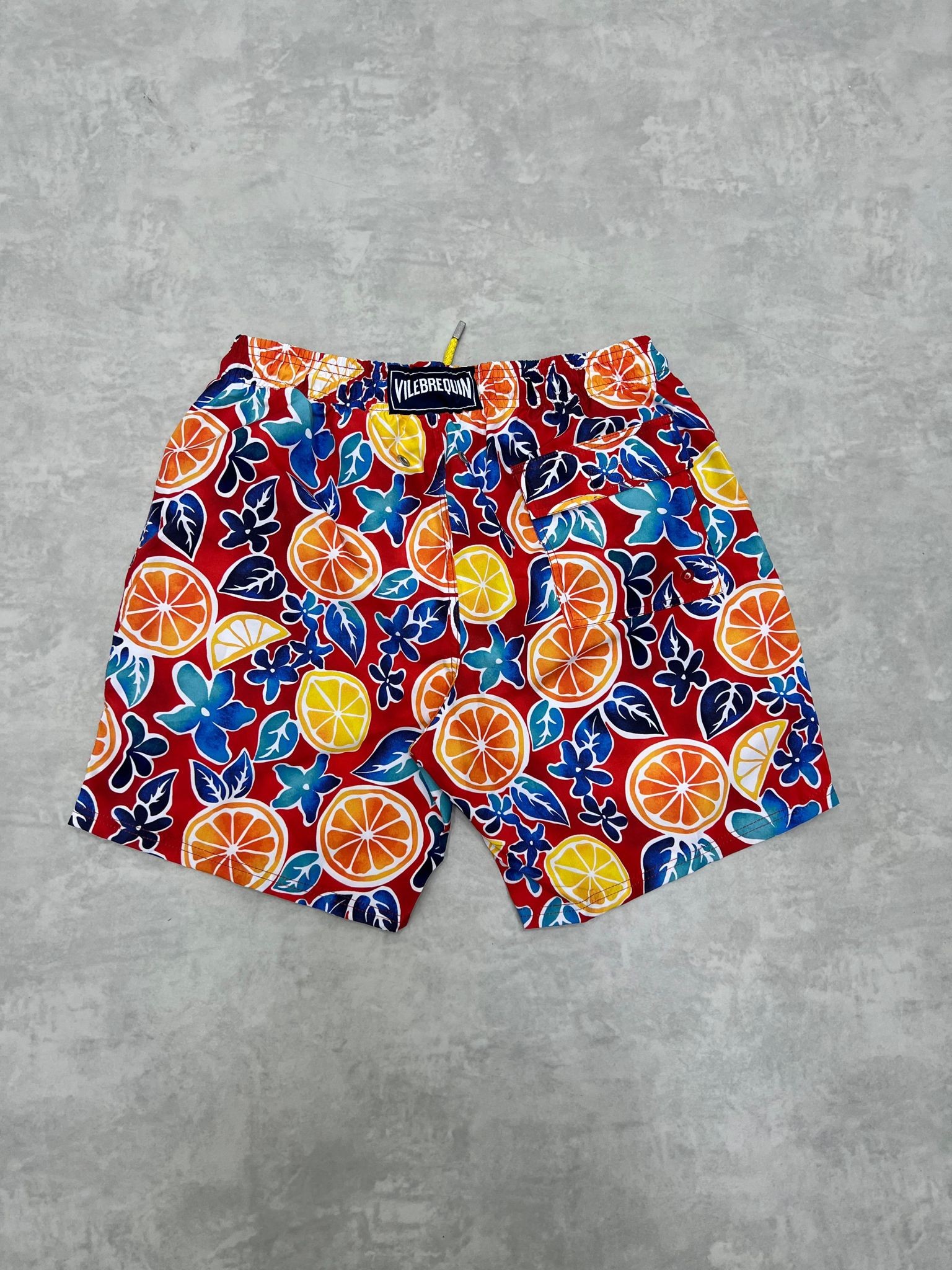 Digital Desenli Fast Drying Flower Orange Deniz Şortu