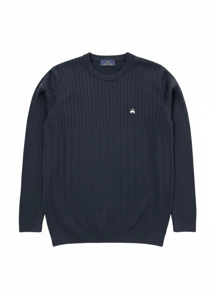 Yeni Sezon Özel Örgü Mini Logo Triko - LACİVERT