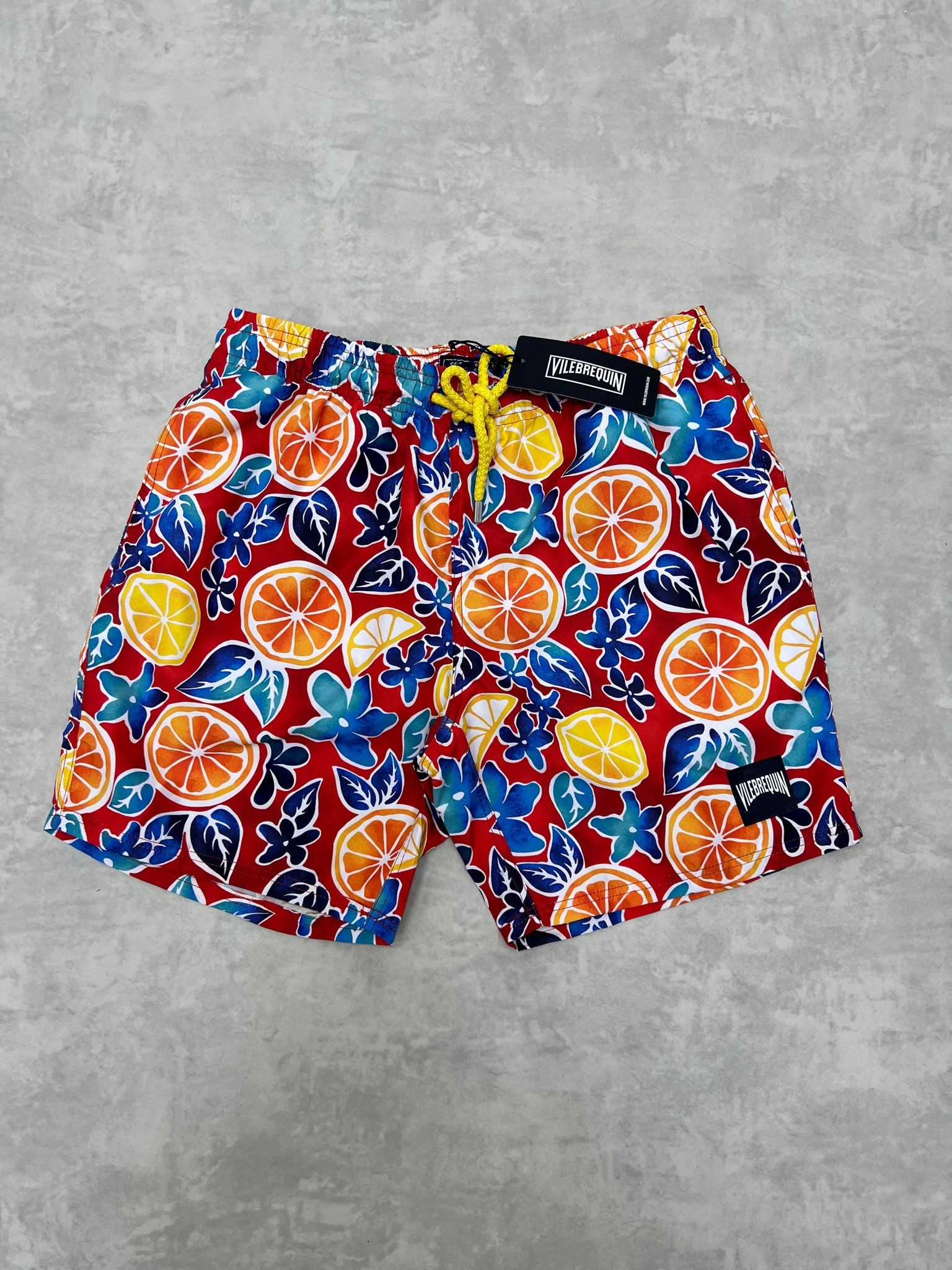 Digital Desenli Fast Drying Flower Orange Deniz Şortu