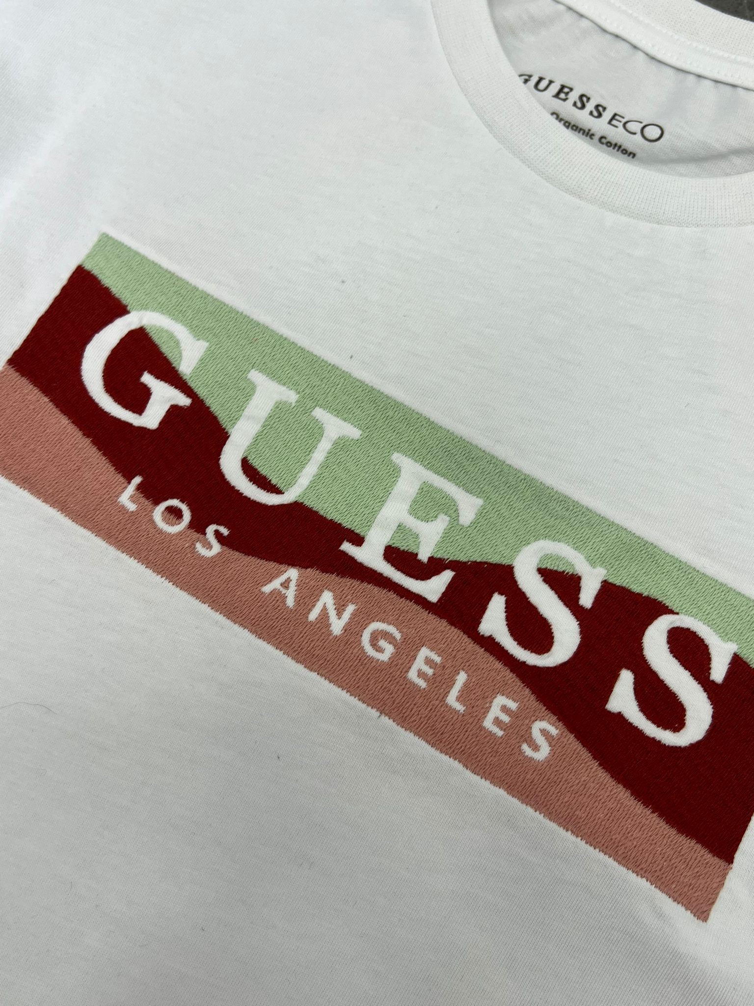 Yeni Sezon Los Angeles Full Nakış Logo White T-shirt