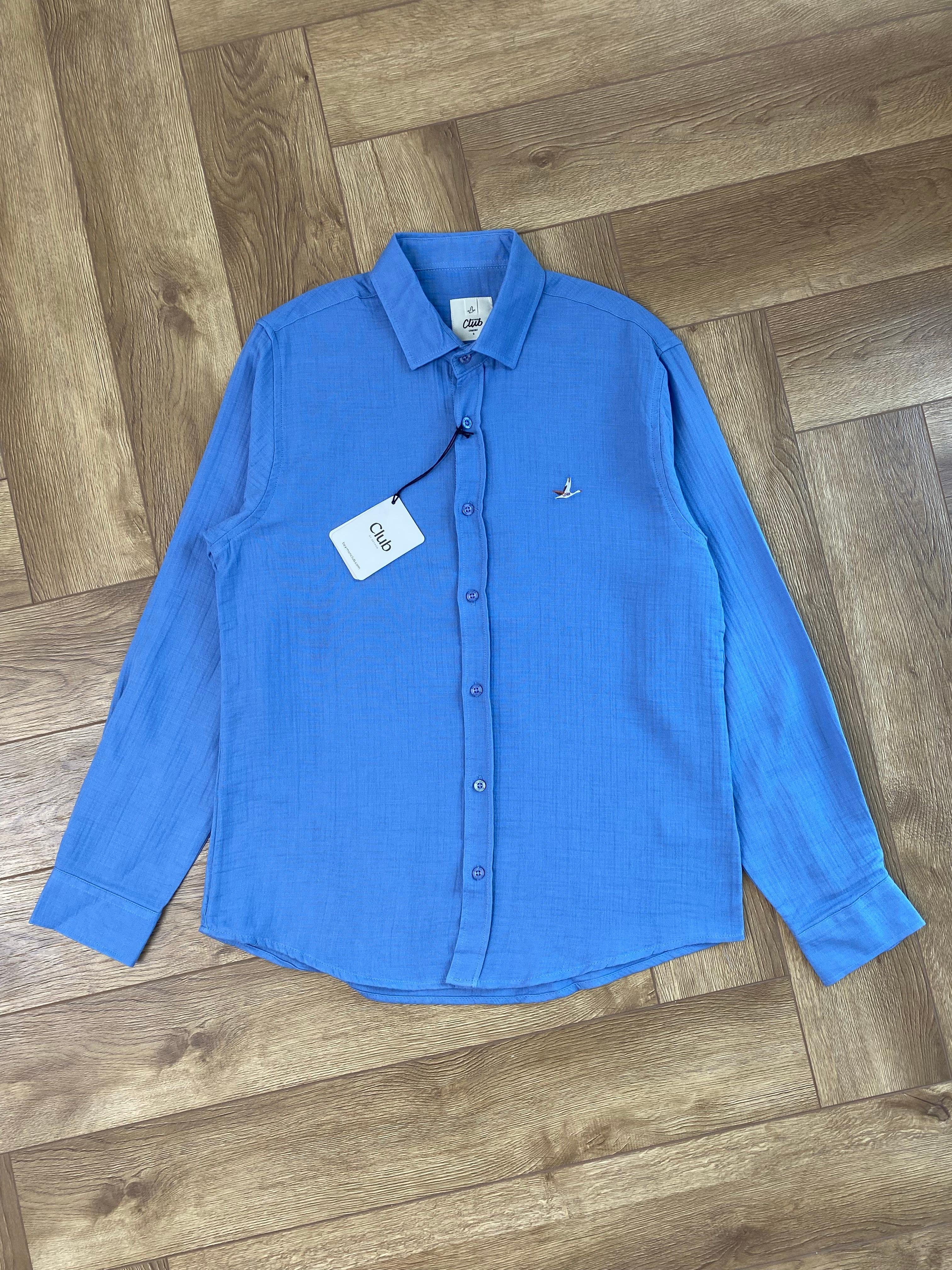Yeni Sezon Classic Casual  Müslin Gömlek - MAVİ