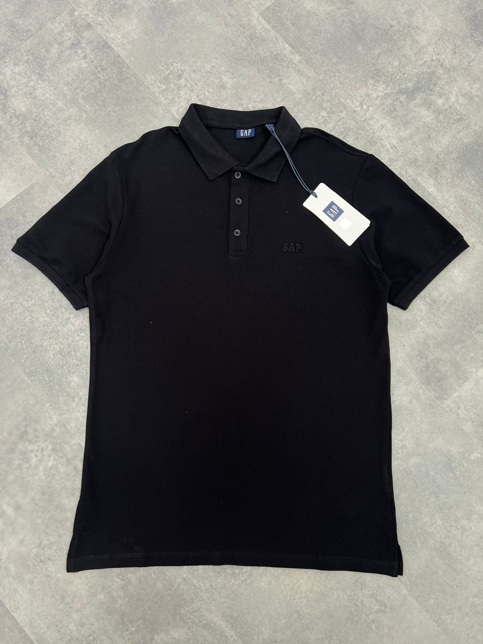 Yeni Sezon Ton To Tone Polo Yaka Black T-shirt