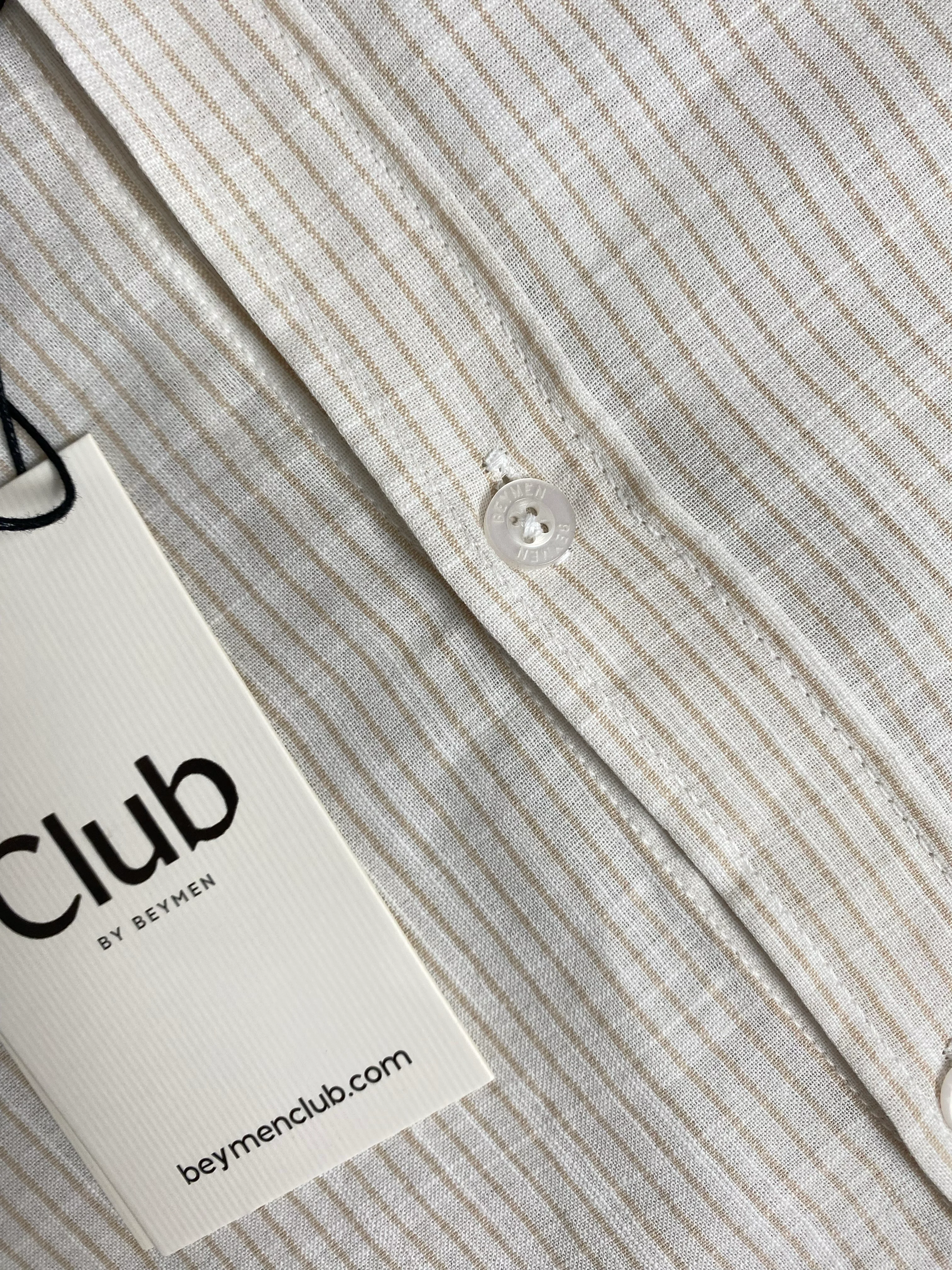 Yeni Sezon İnce Çizgi Detaylı Keten Gömlek