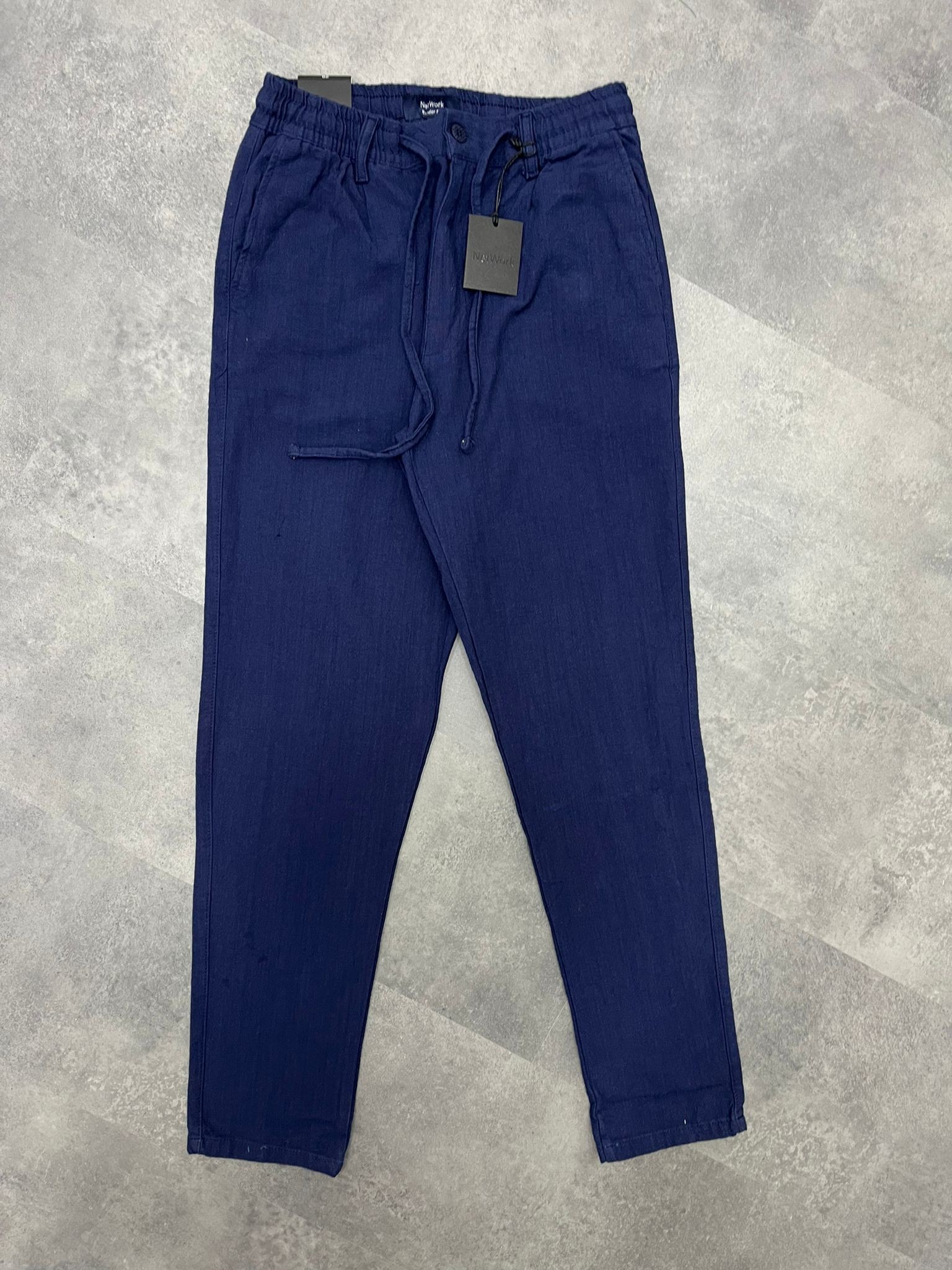 Yazlık Yeni Sezon Premium Ham Keten Lacivert Pantalon