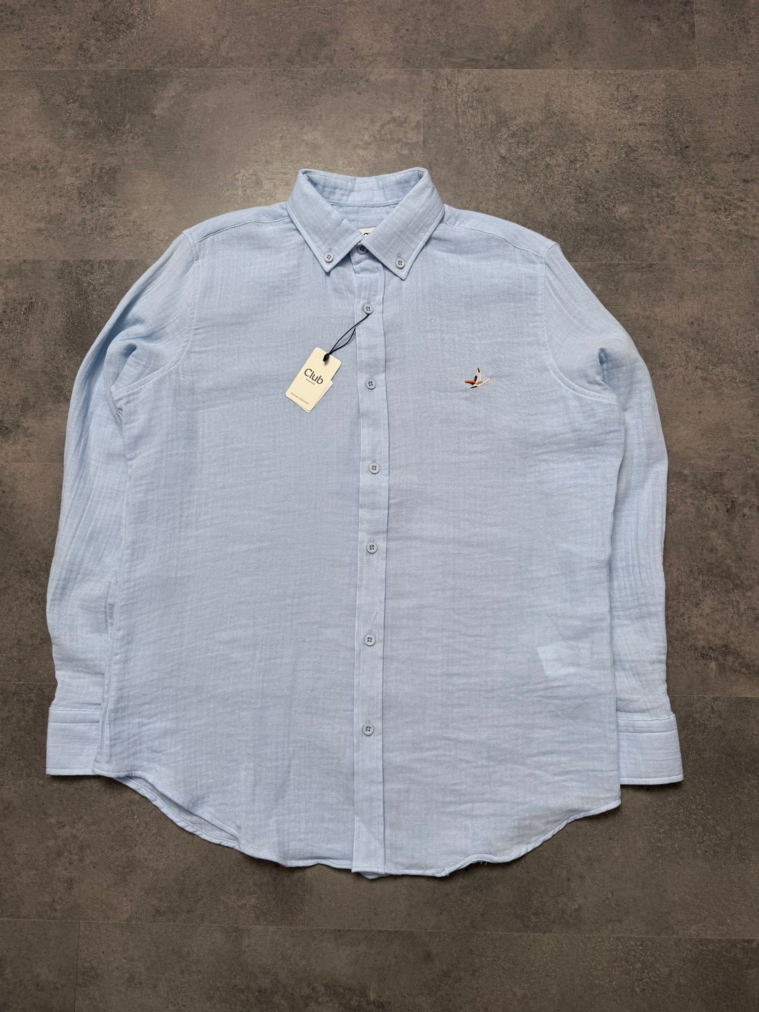 Yeni Sezon Classic Casual Basic Müslin Gömlek - MAVİ