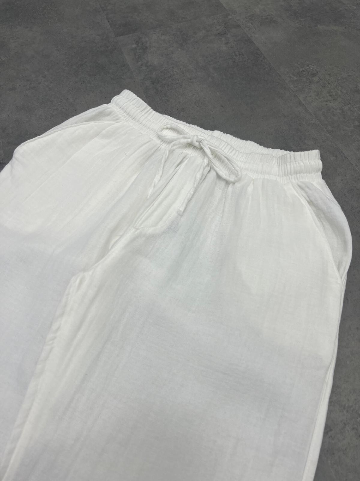 Yazlık Yeni Sezon Beyaz Müslin Pantalon