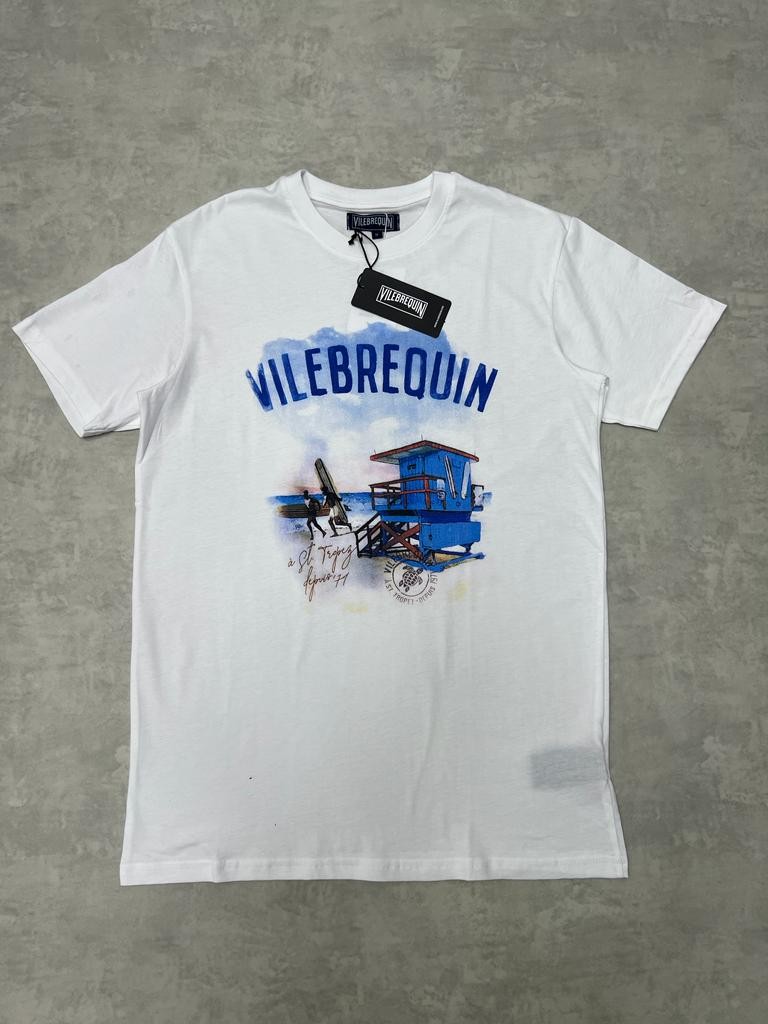 Beach Print  White T-shirt