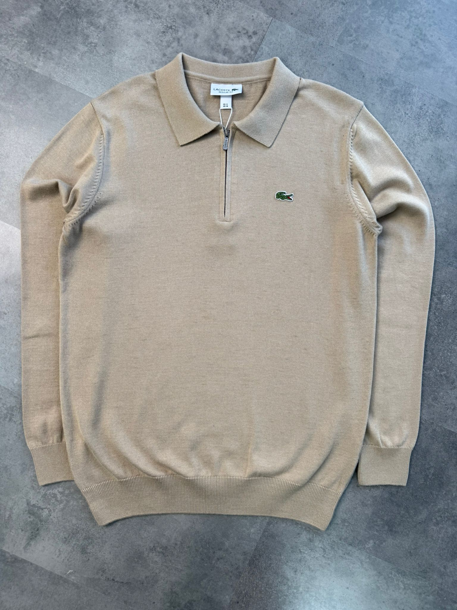 Yeni Sezon Classic Logo Yarım Fermualı Triko Sweatshirt - KREM