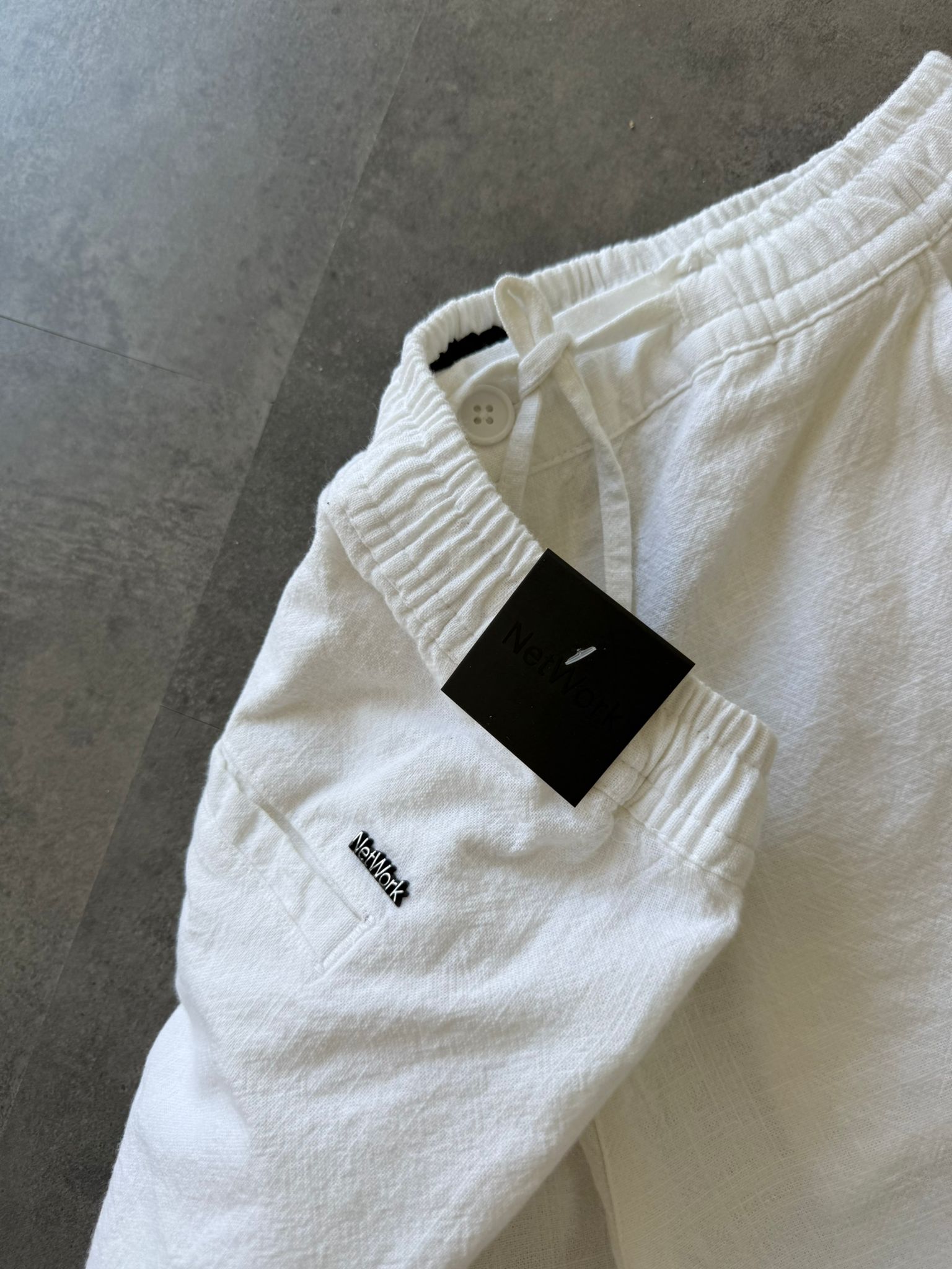 Yeni Sezon Casual Classic Keten Şort - BEYAZ