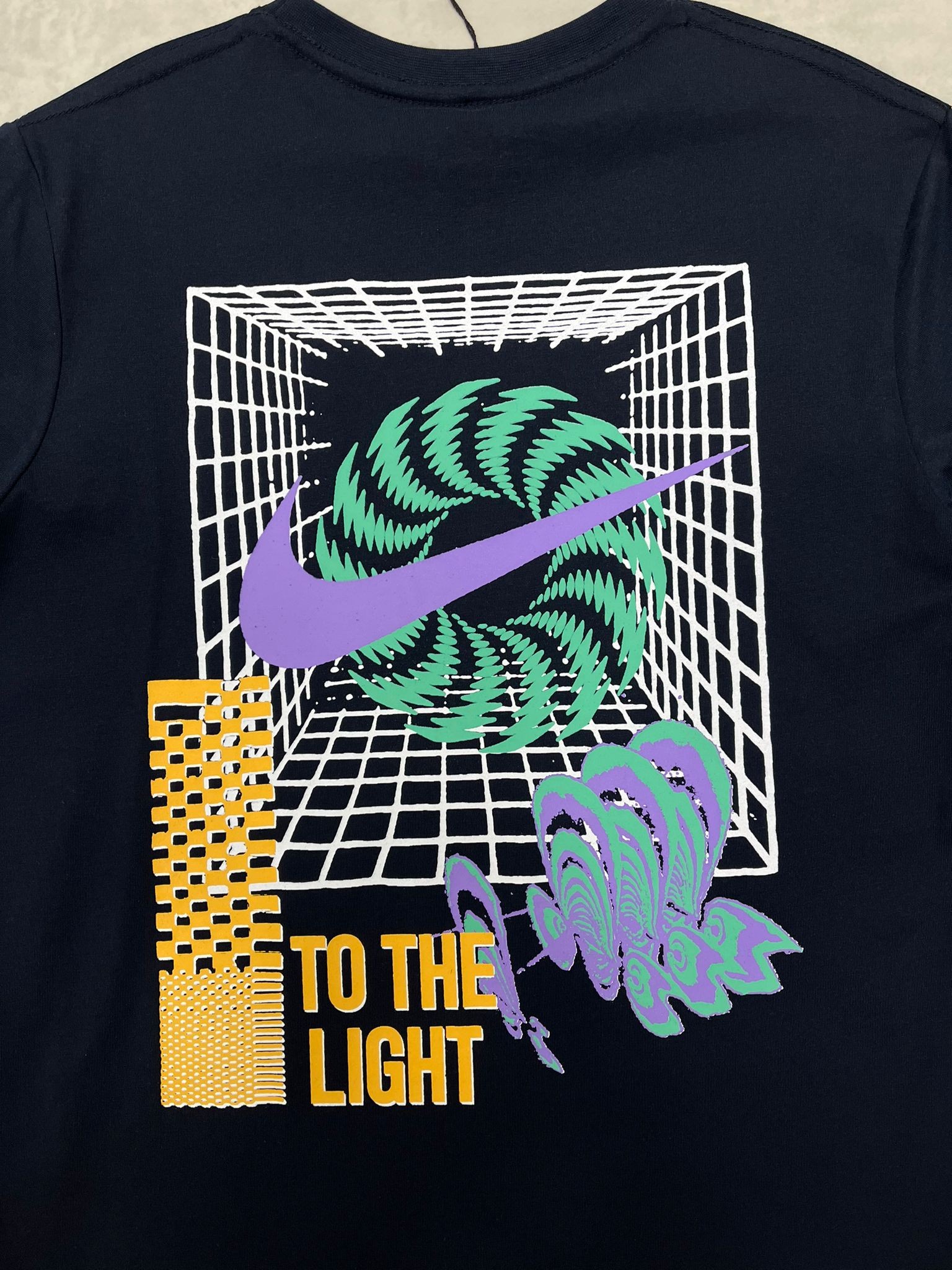 To The Lıght Back Print Navy Blue  T-shirt