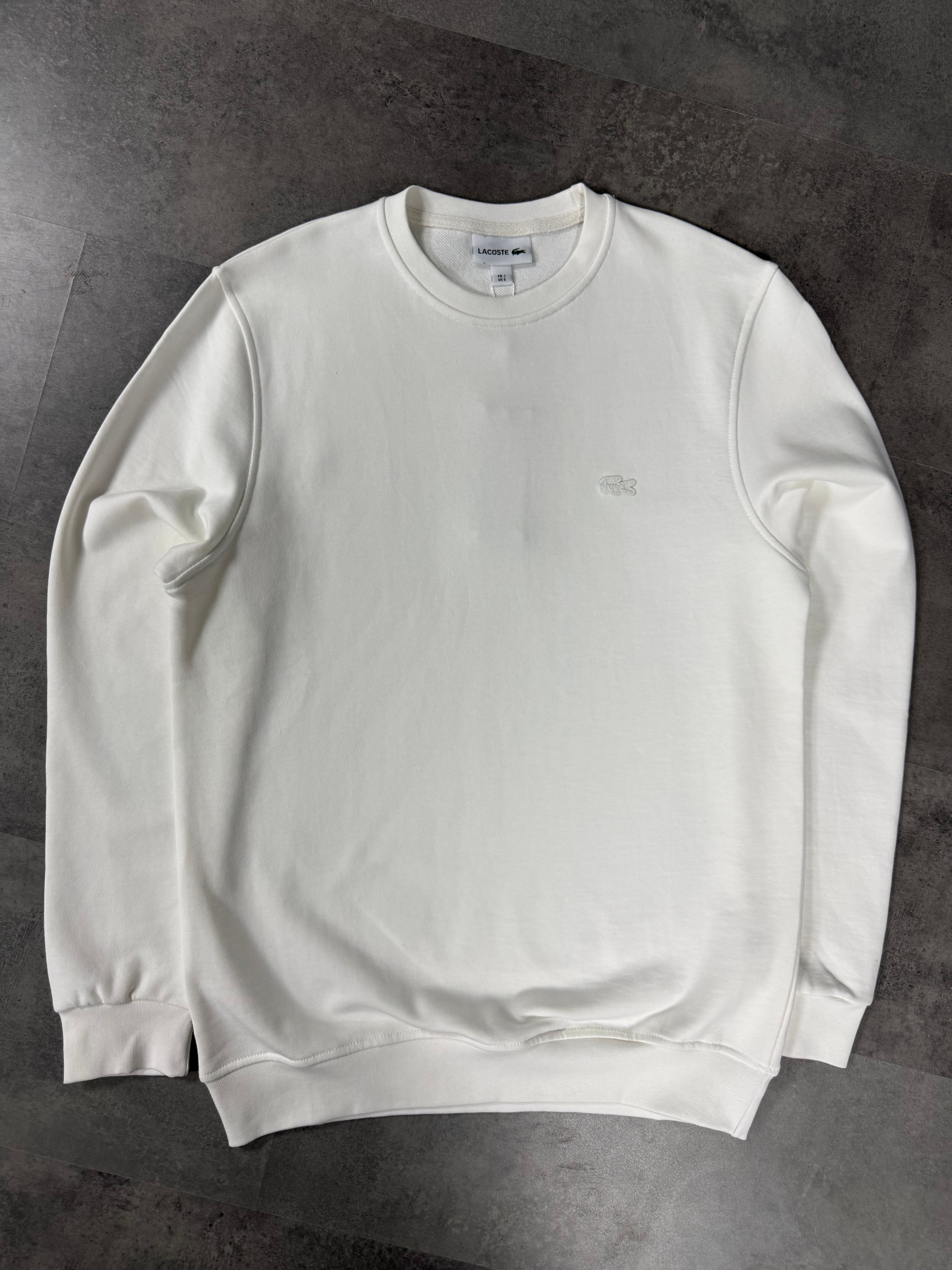 Yeni Sezon Basic Mini Logo Üç İplik Şardonsuz Sweatshirt - BEYAZ