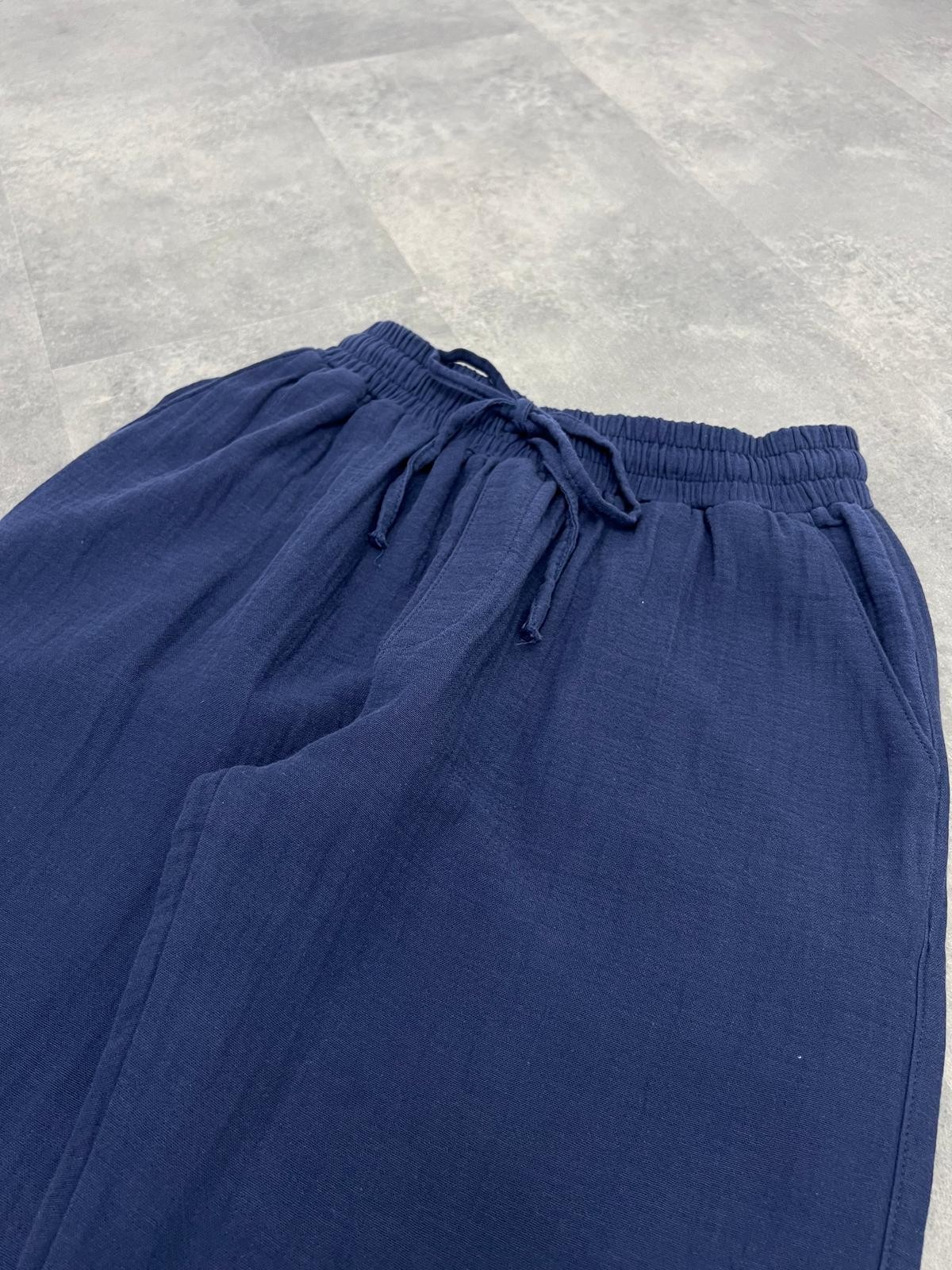 Yazlık Yeni Sezon Lacivert Müslin Pantalon