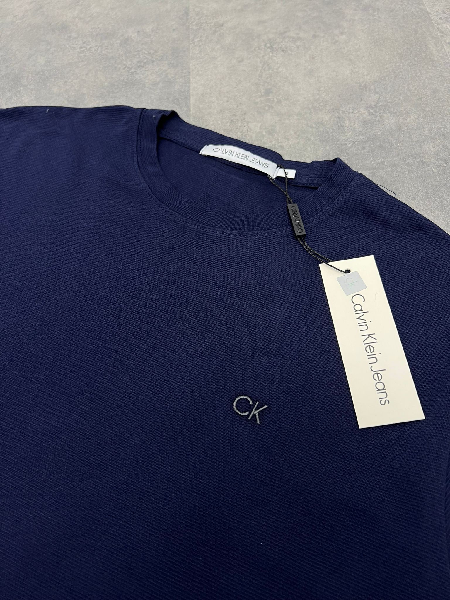 Yeni Sezon Basic Mini Logo Ottoman Kumaş Navy Blue  T-shirt