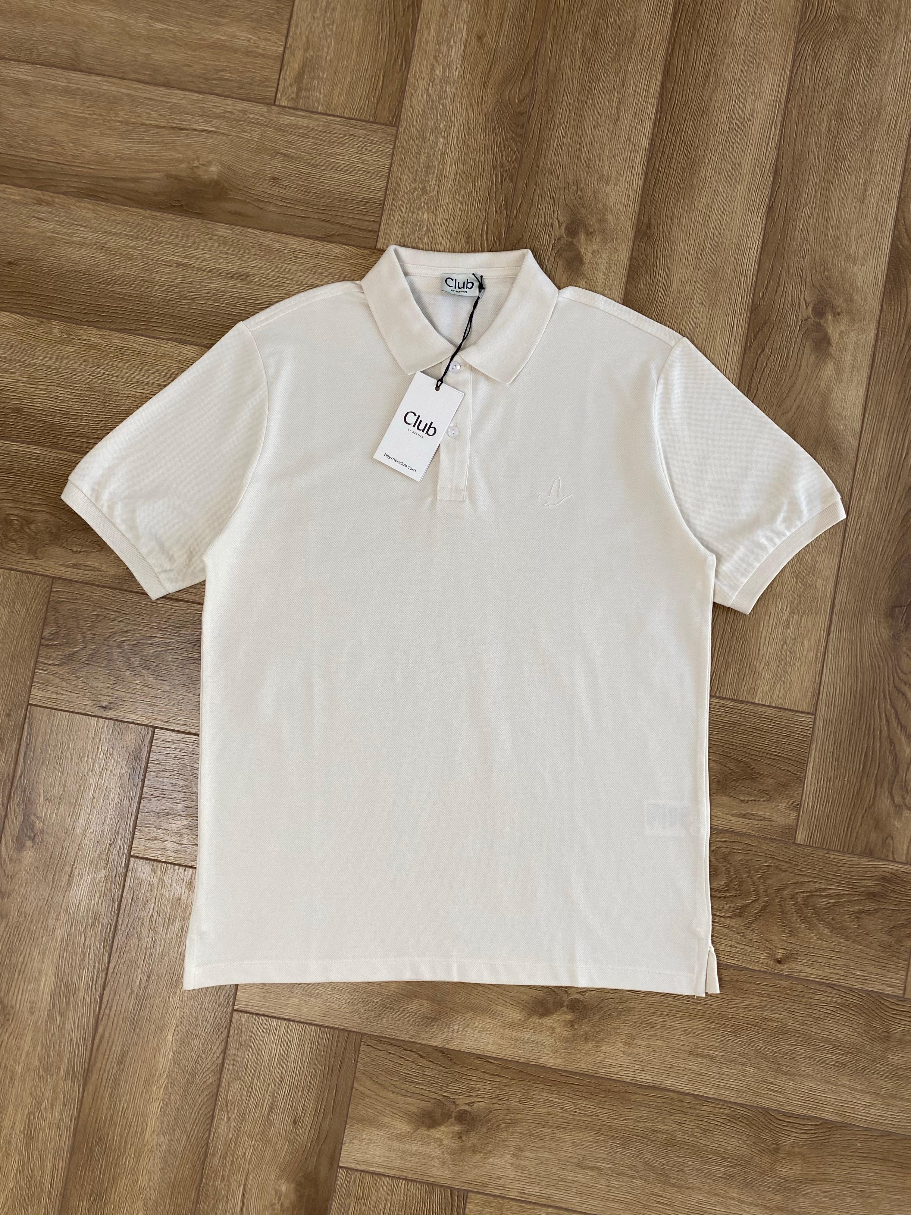 Yeni Sezon Hollow Logo Tone To Tone  Pamuk Pike Polo Yaka - KREM