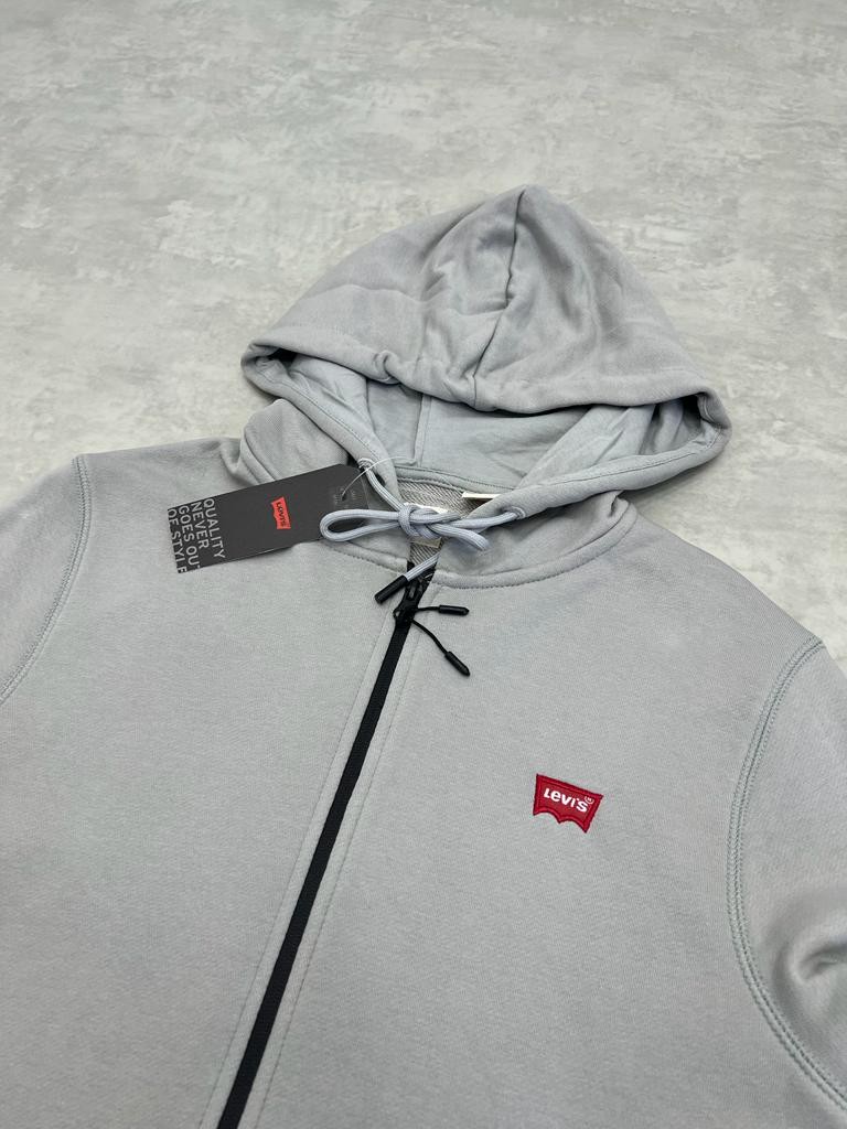 Tam Fermuarlı Patch Mini Logo Light Gray Ceket