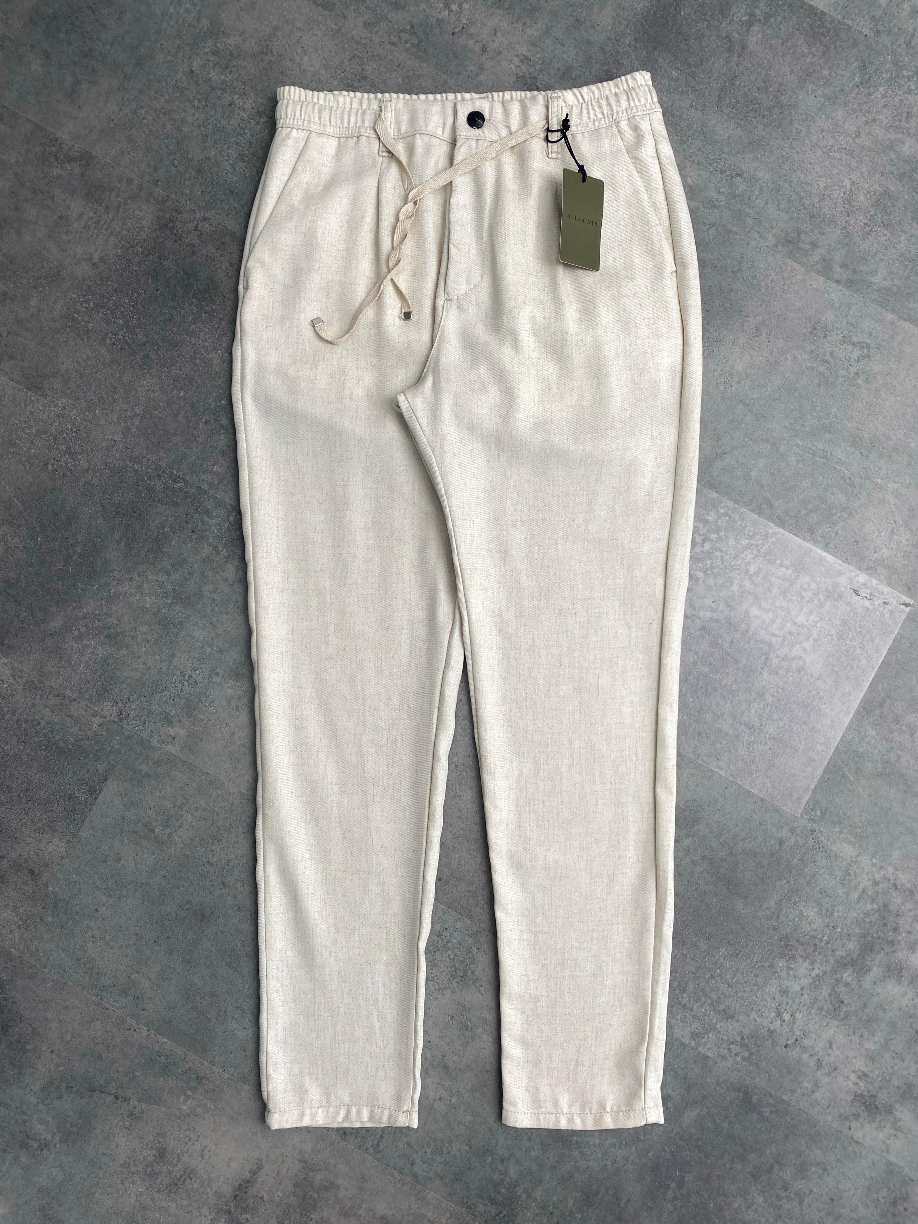 Yeni Sezon Premium Classic Casual Ham  Keten Pantolon - KREM
