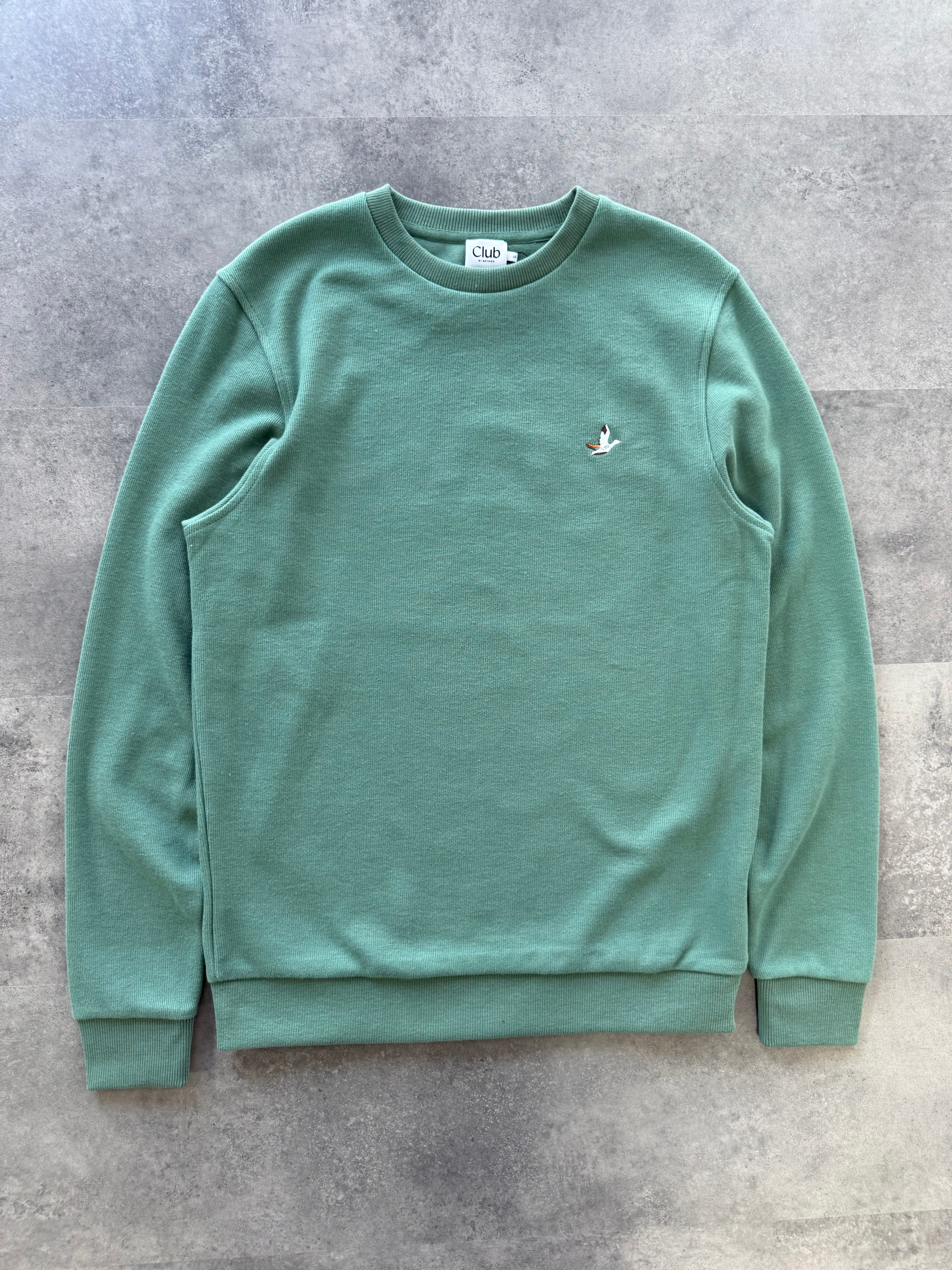 Yeni Sezon Premium Basic Mini Logo Selanik Sweatshirt - YEŞİL