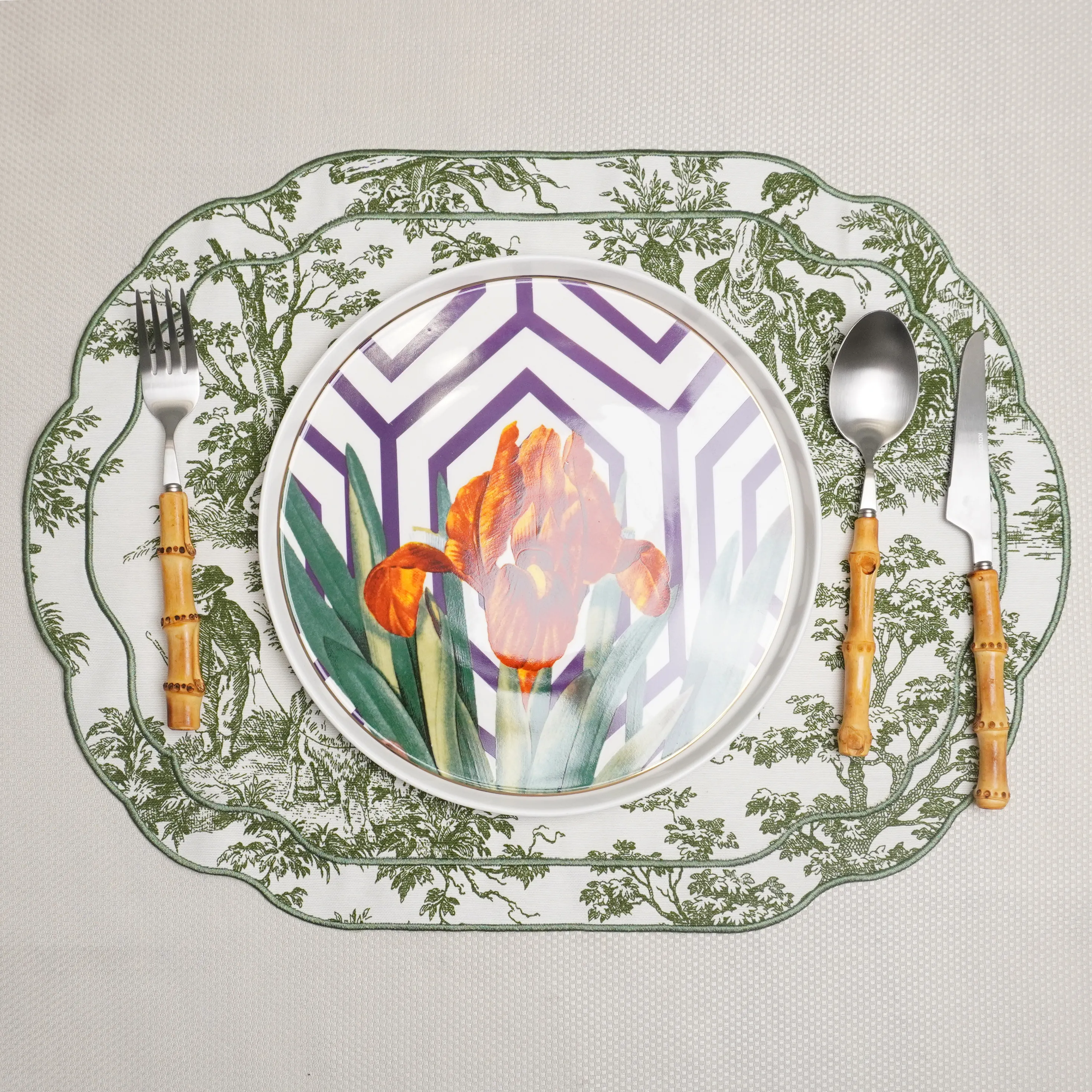 Yeşil Antoinette Amerikan Servis 2 Adet