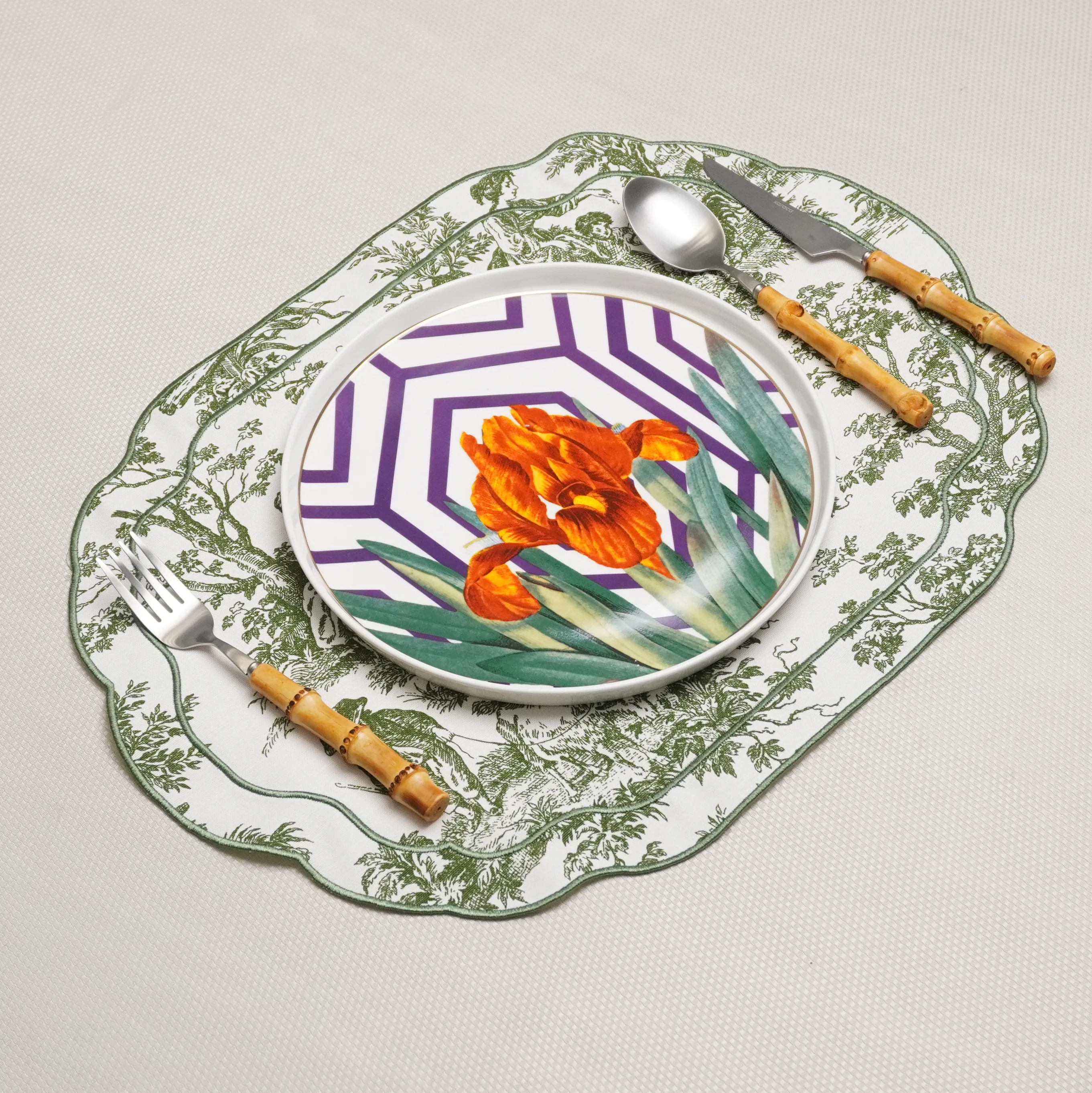 Yeşil Antoinette Amerikan Servis 2 Adet