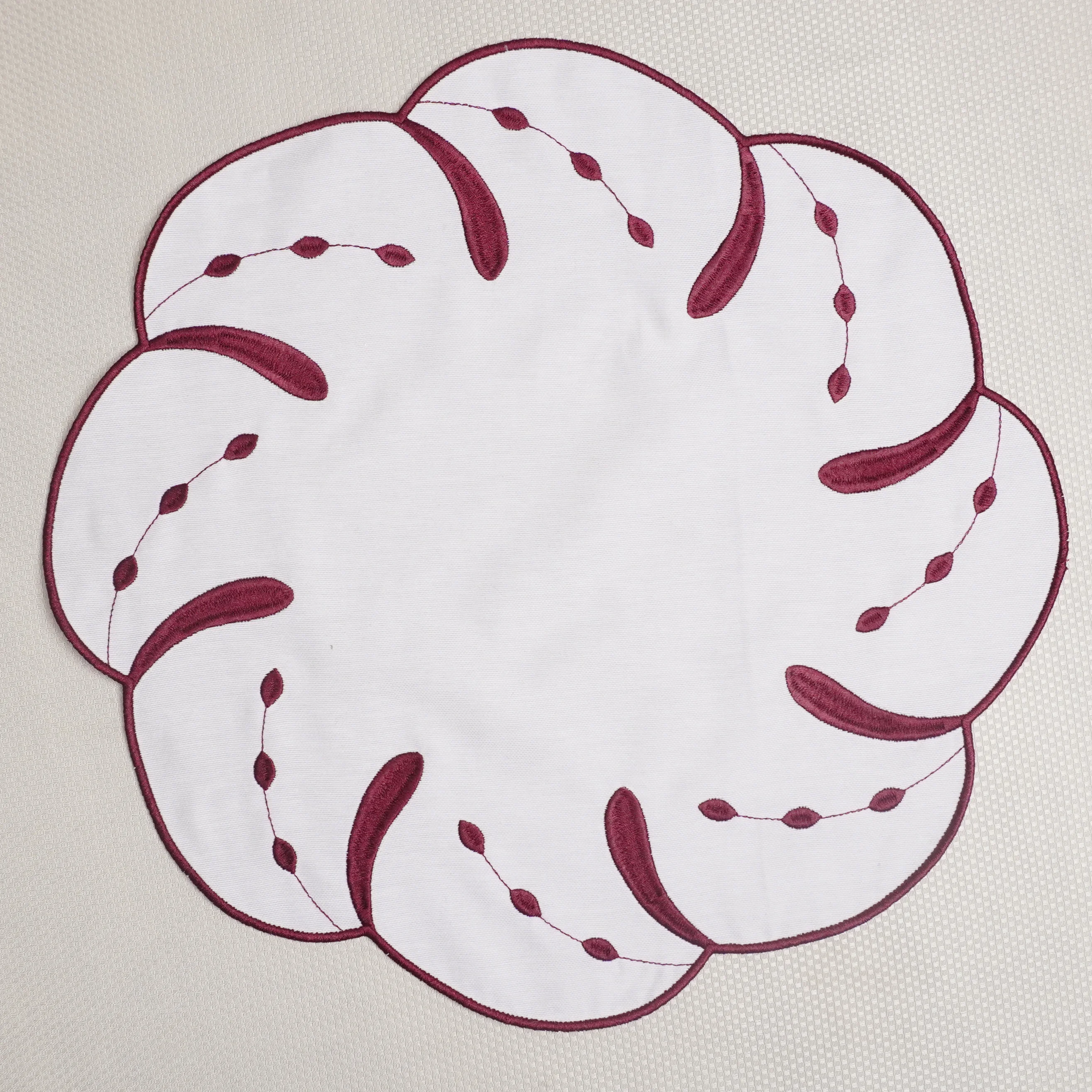 Beyaz Bordo Amora Yemek Peçetesi 2 Adet