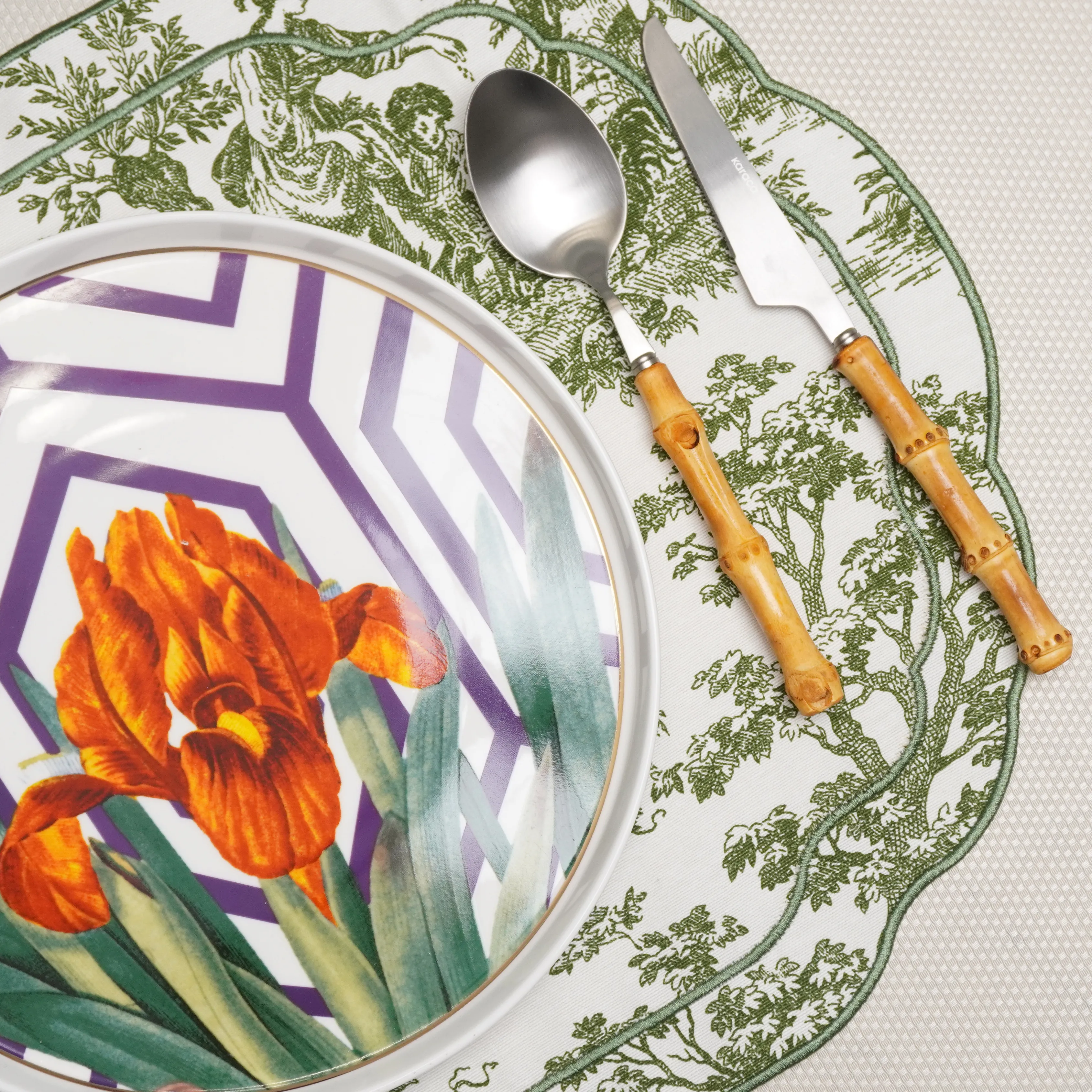 Yeşil Antoinette Amerikan Servis 2 Adet