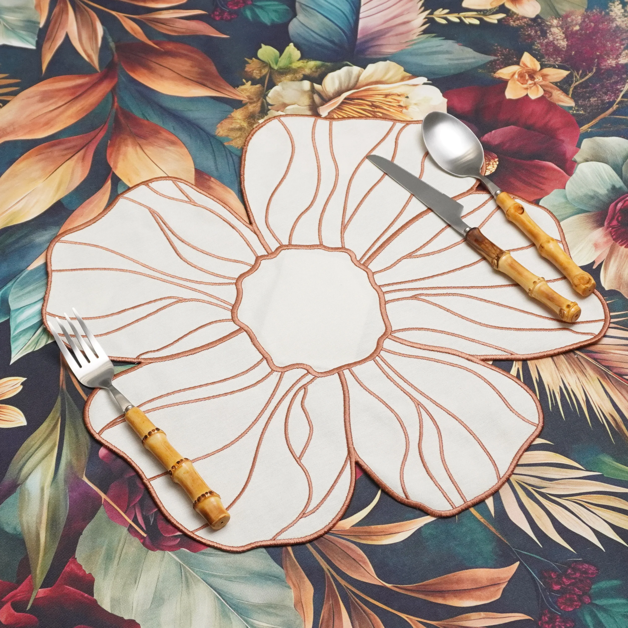 Bej Flora Amerikan Servis 2 Adet