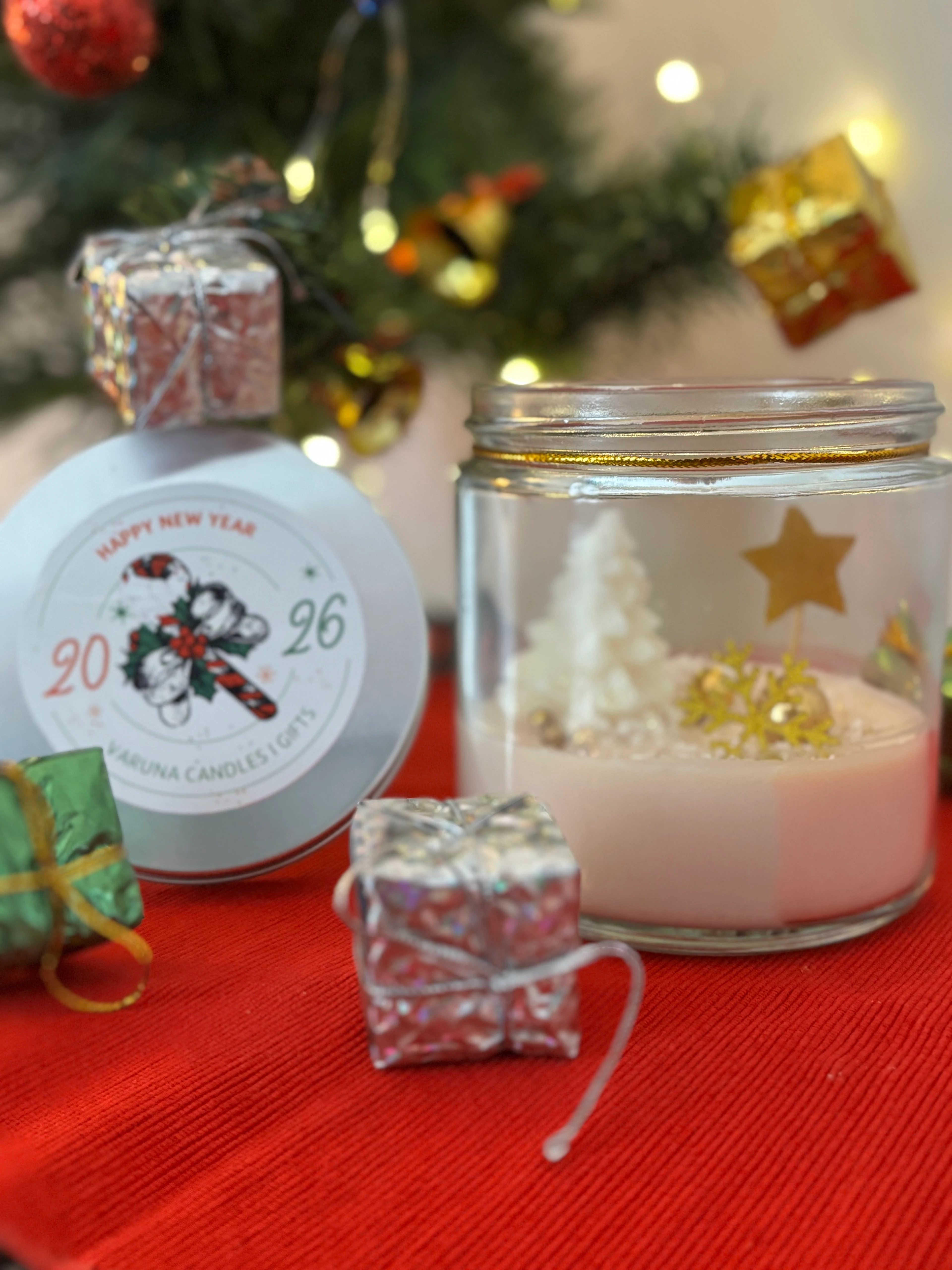 Gold Yılbaşı Temalı Cam Kavanoz Mum 