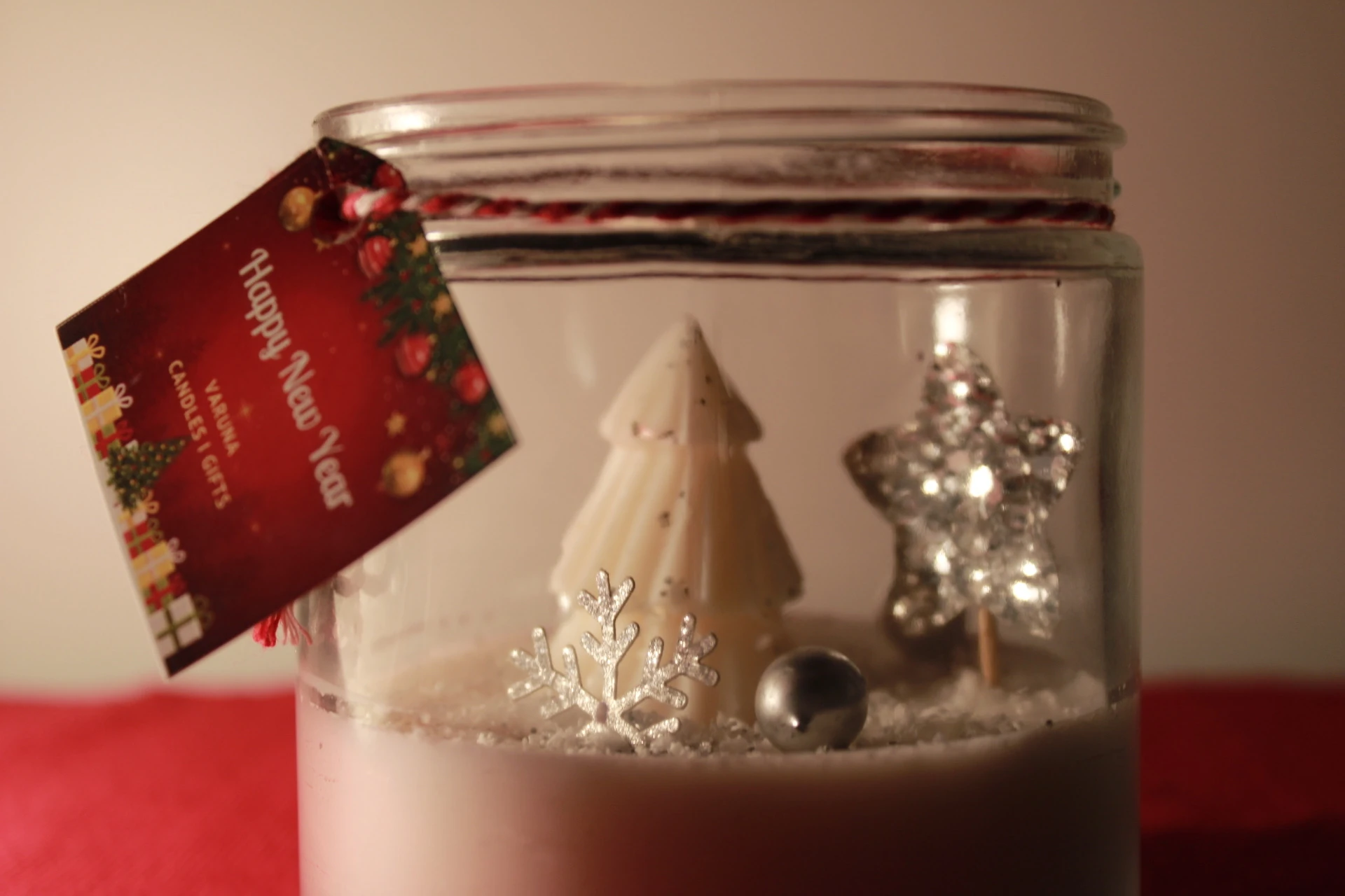 Gümüş Temalı Cam Kavanoz Mum