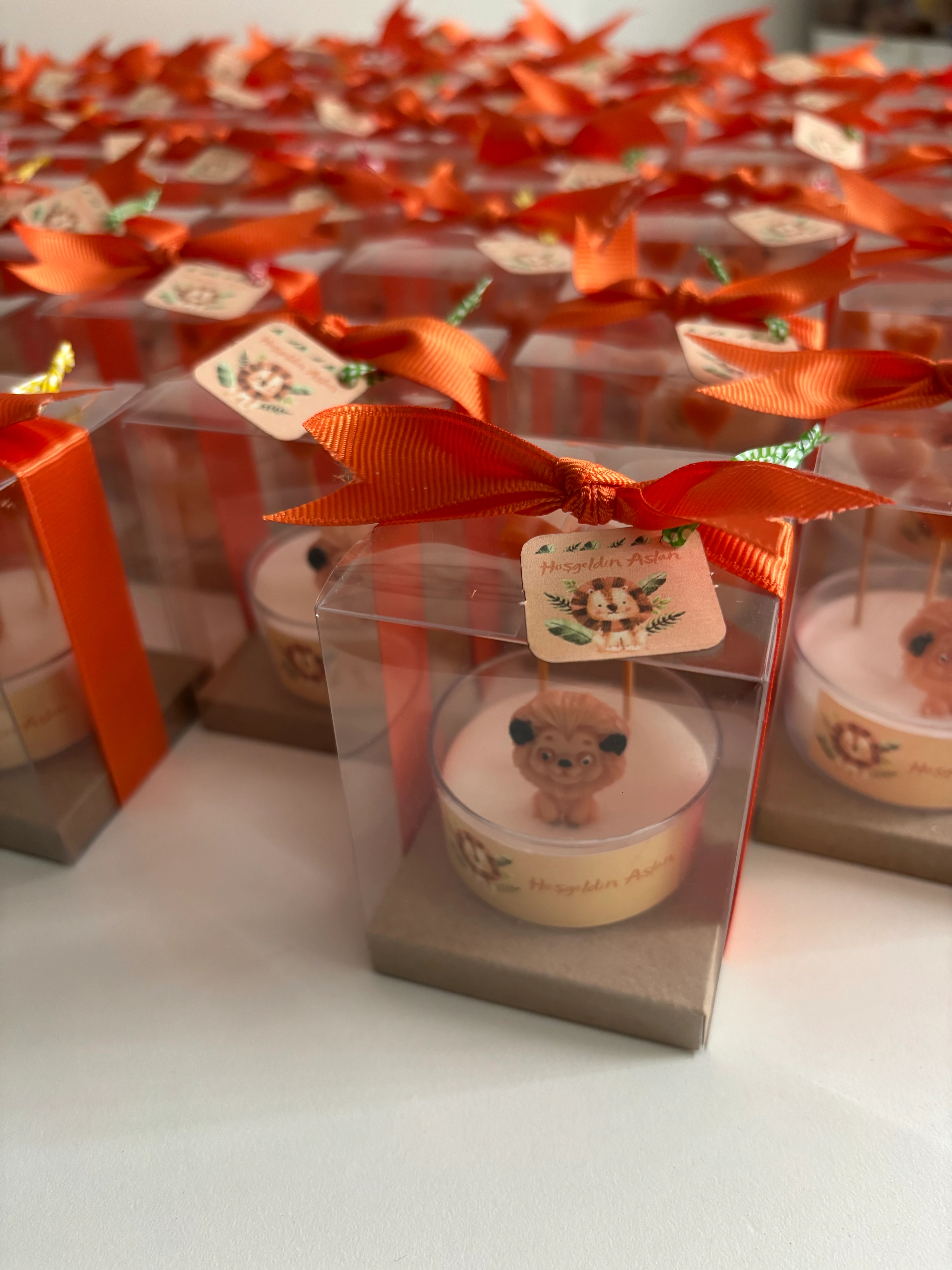 Aslan ve Kalp Figürlü Asetat Kutulu Mum