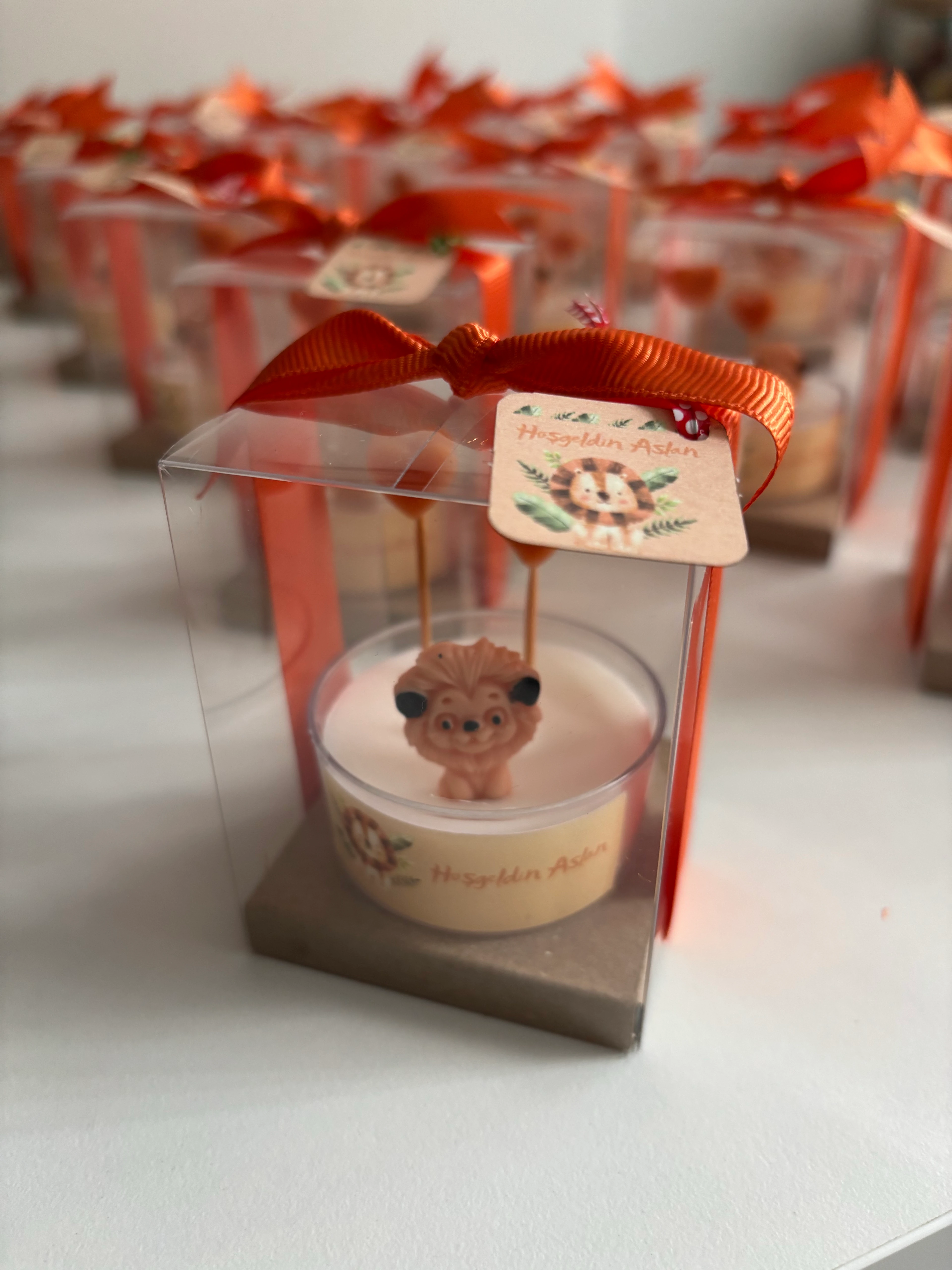 Aslan ve Kalp Figürlü Asetat Kutulu Mum