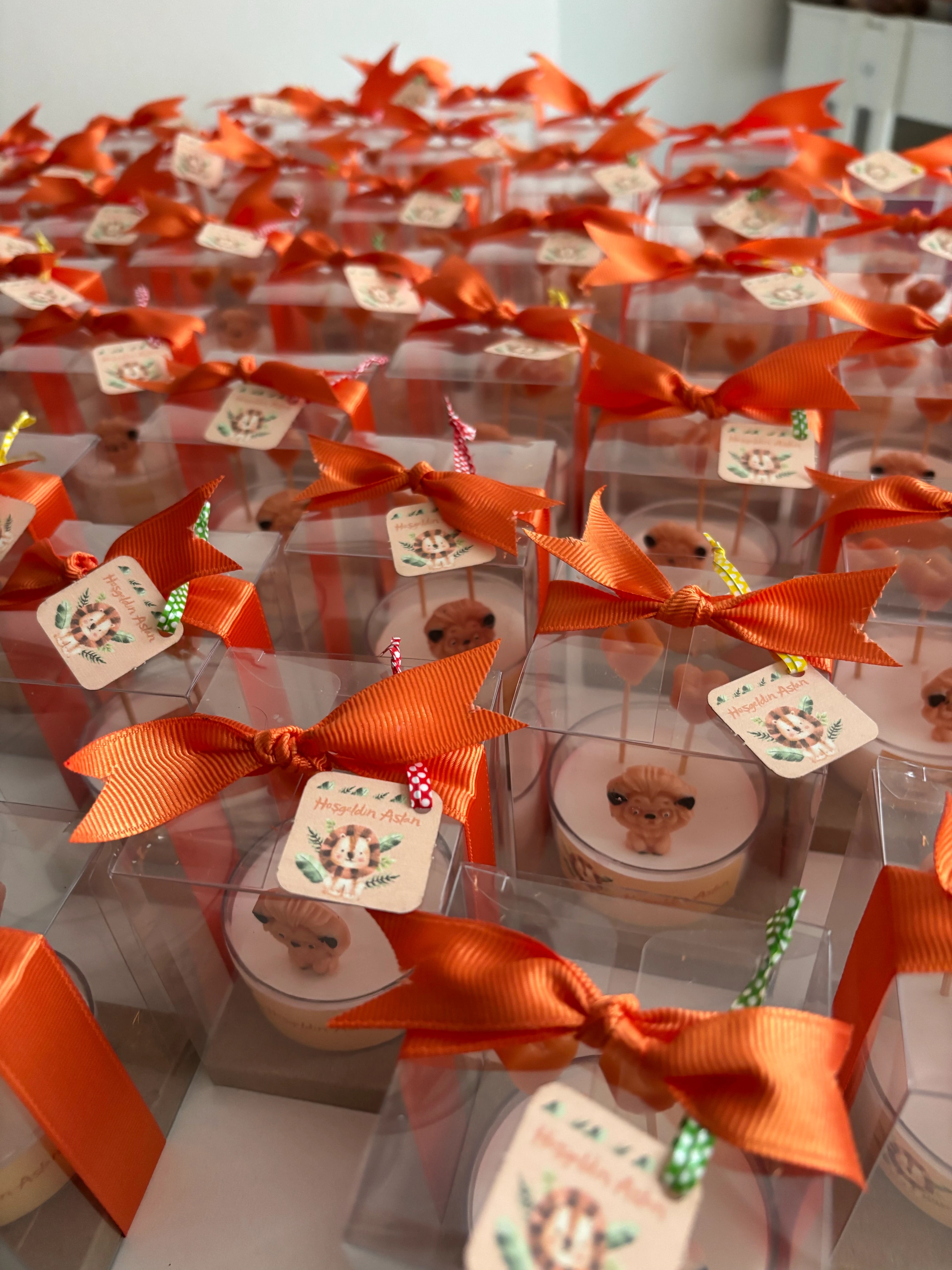 Aslan ve Kalp Figürlü Asetat Kutulu Mum