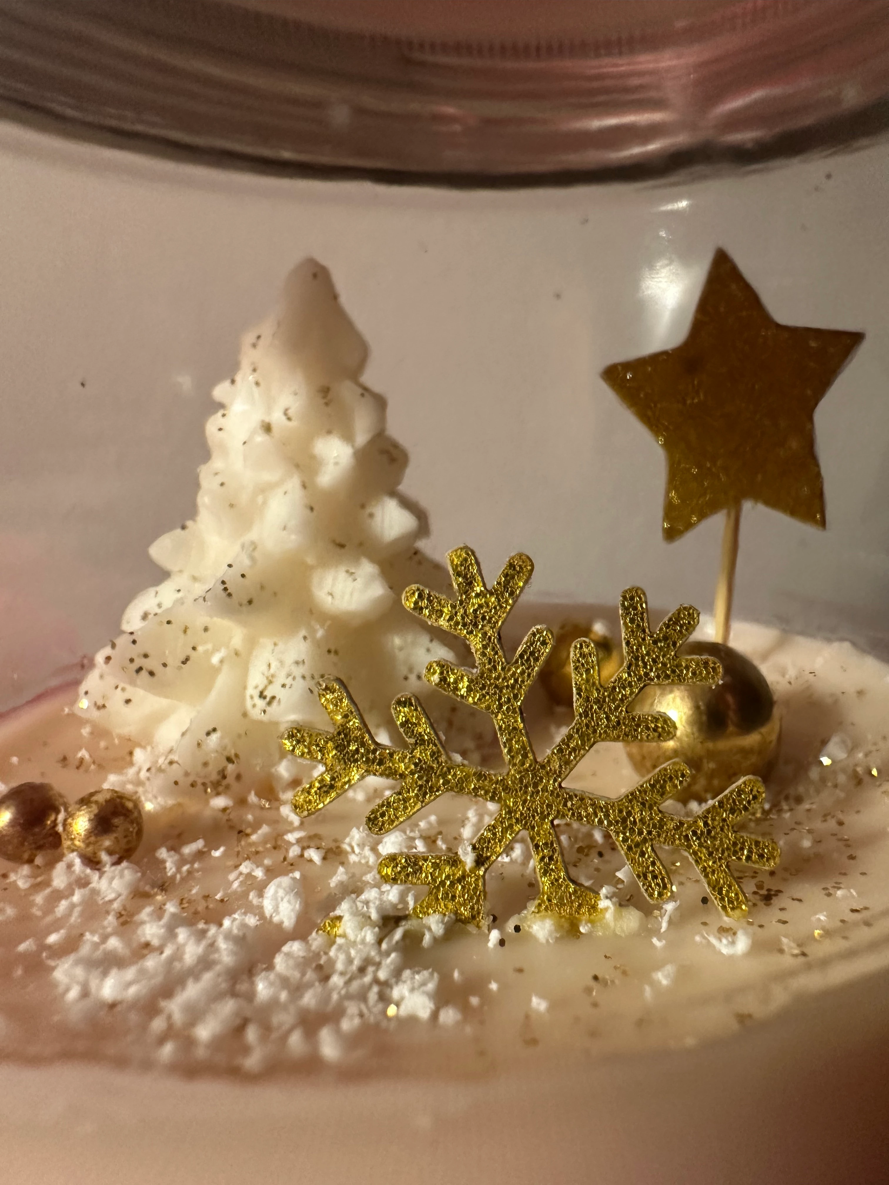 Gold Yılbaşı Temalı Cam Kavanoz Mum 