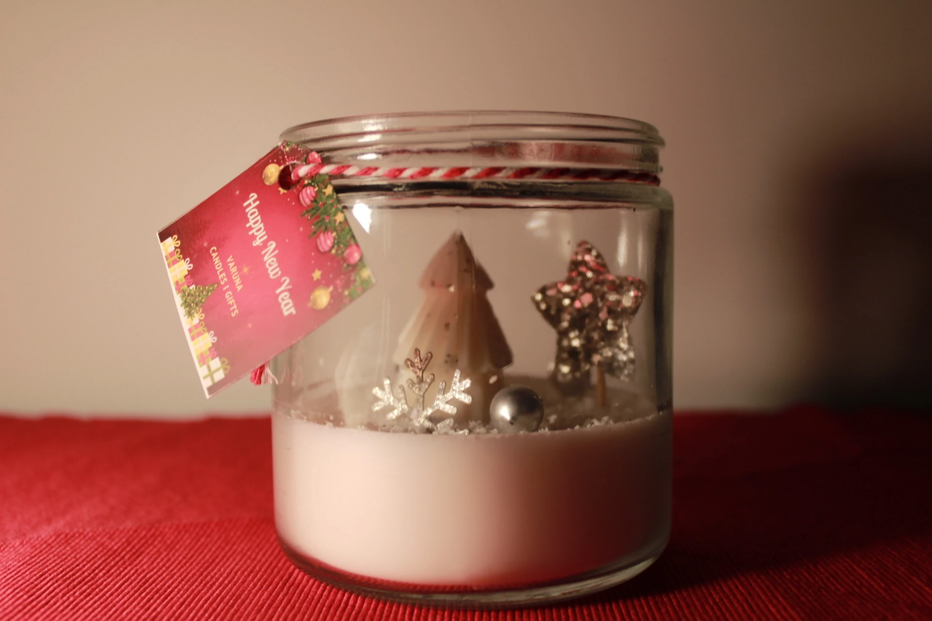 Gümüş Temalı Cam Kavanoz Mum