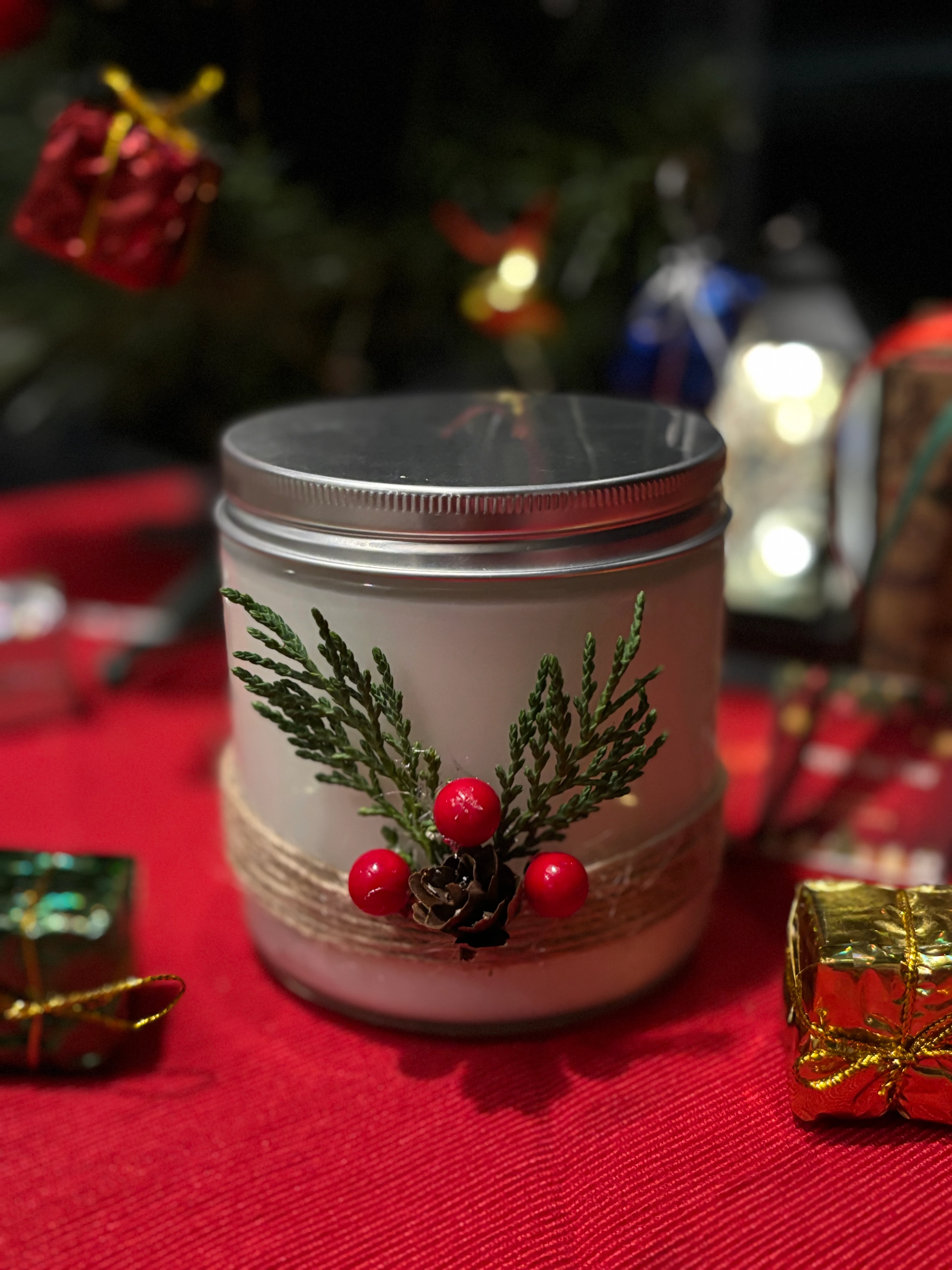 Cam Kavanoz Mum/ Yılbaşı Konsept/ 500 ml