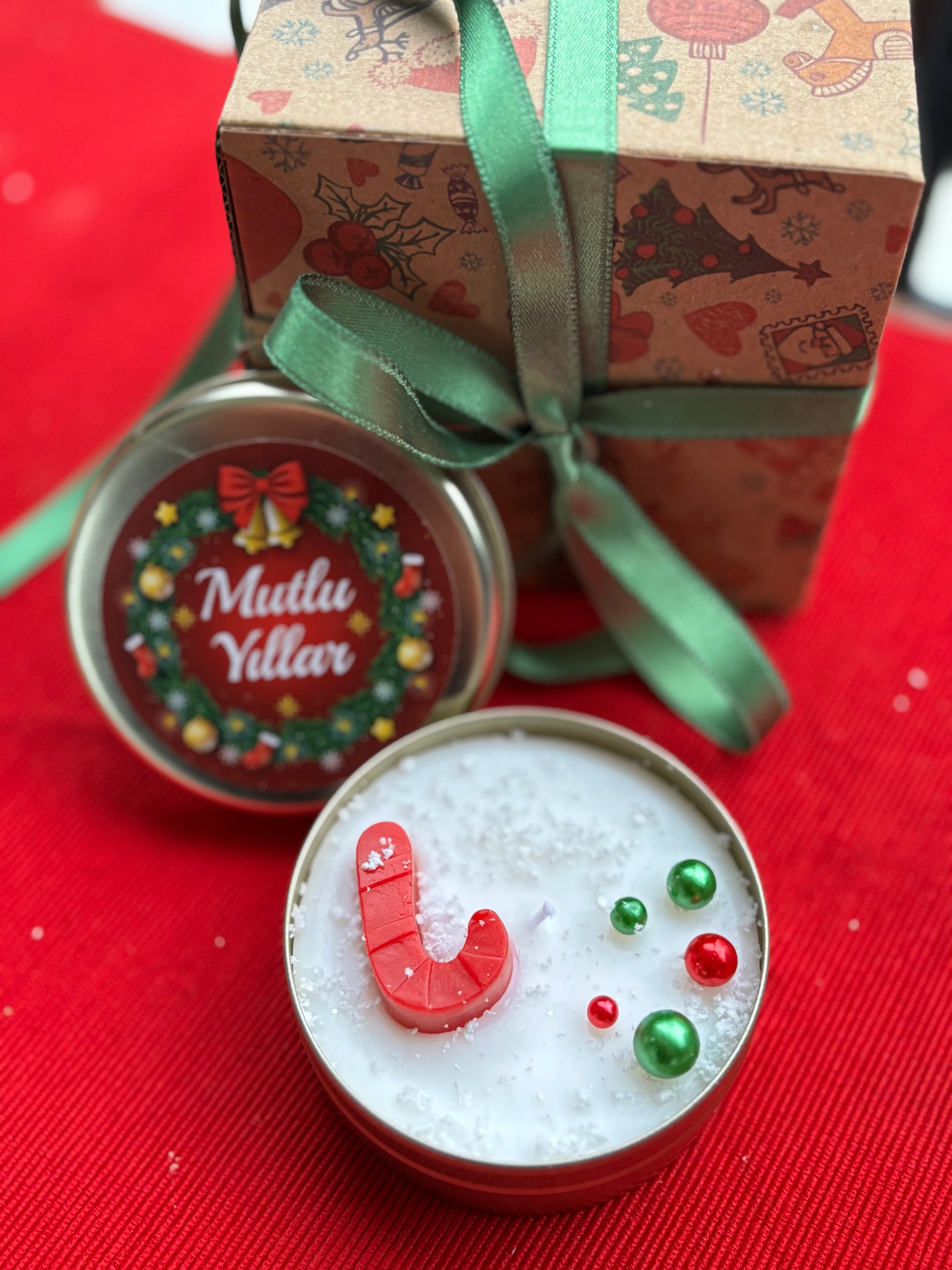 Gold Metal Kutu Yılbaşı Mum