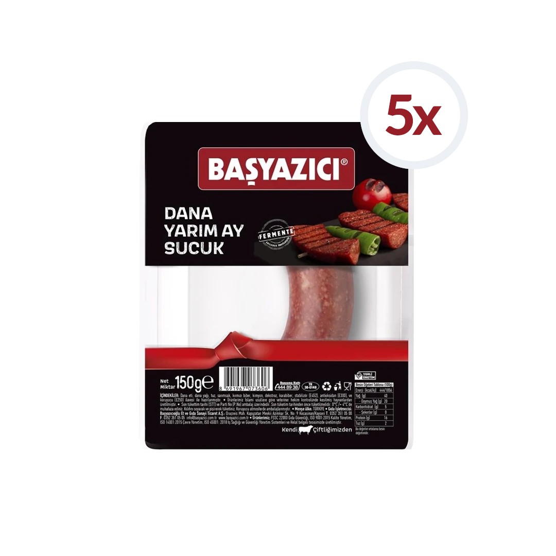 5 li Başyazıcı Dana Yarım Ay Sucuk 750 gr