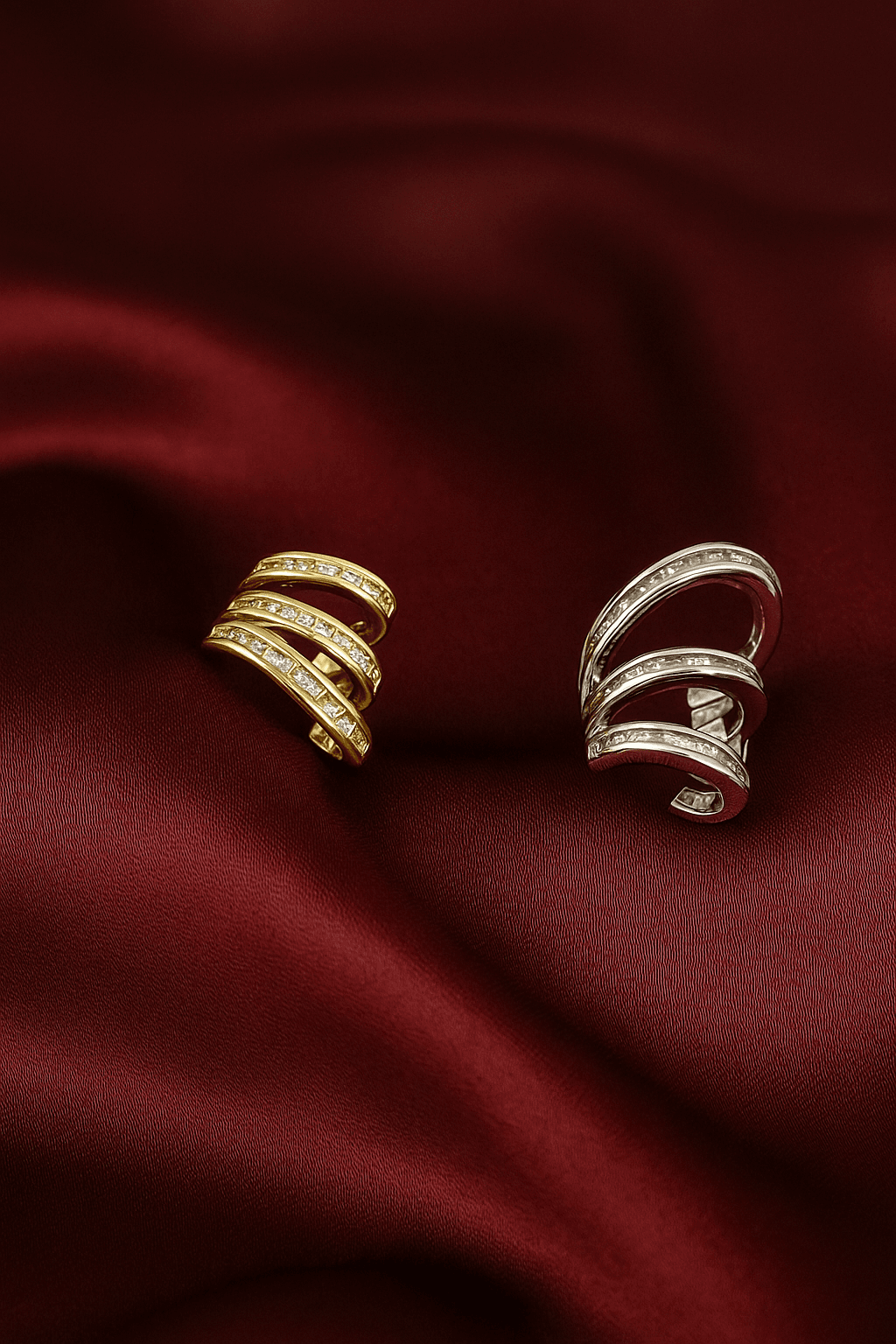 Gold Çoklu Taşlı Earcuff Çelik