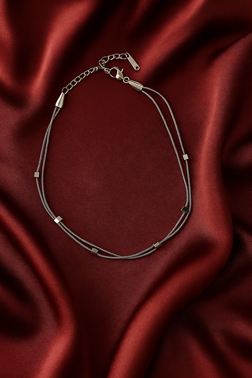 Silver Küp Detaylı Halhal Çelik