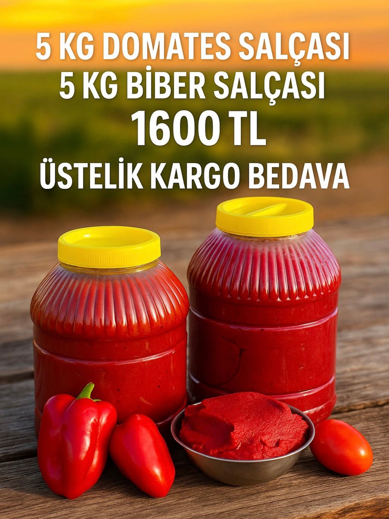 5 kg Domates Salçası + 5 kg Biber Salçası 