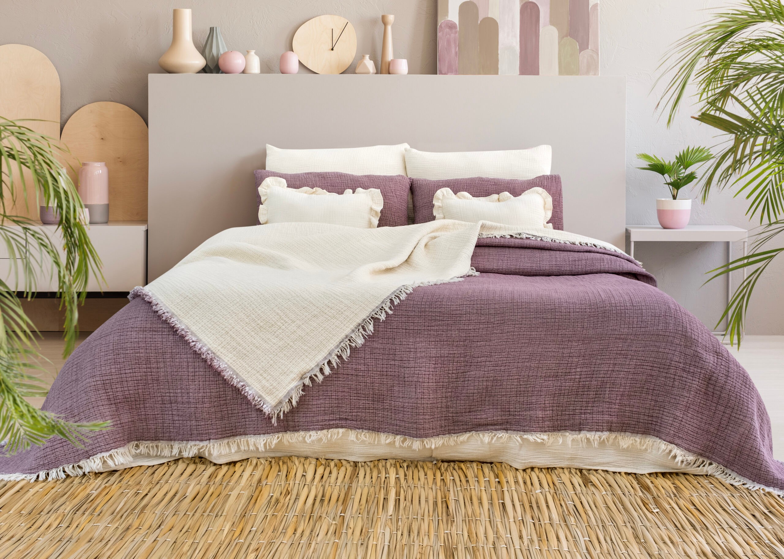Müslin Soft Yorgan 7 Katlı Dolgulu  Mürdüm