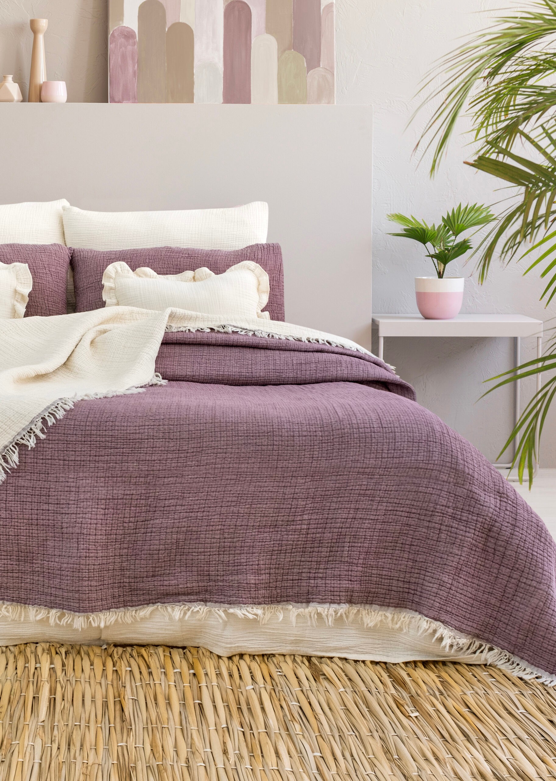 Müslin Soft Yorgan 7 Katlı Dolgulu  Mürdüm