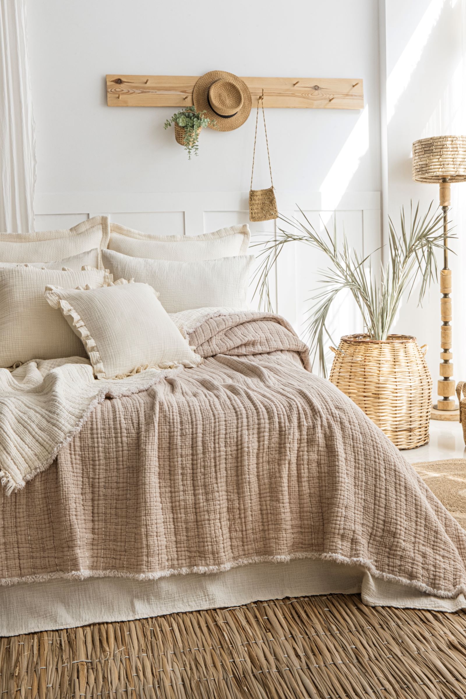 Müslin Fitilli Soft Yorgan 7 Katlı Dolgulu  Bej