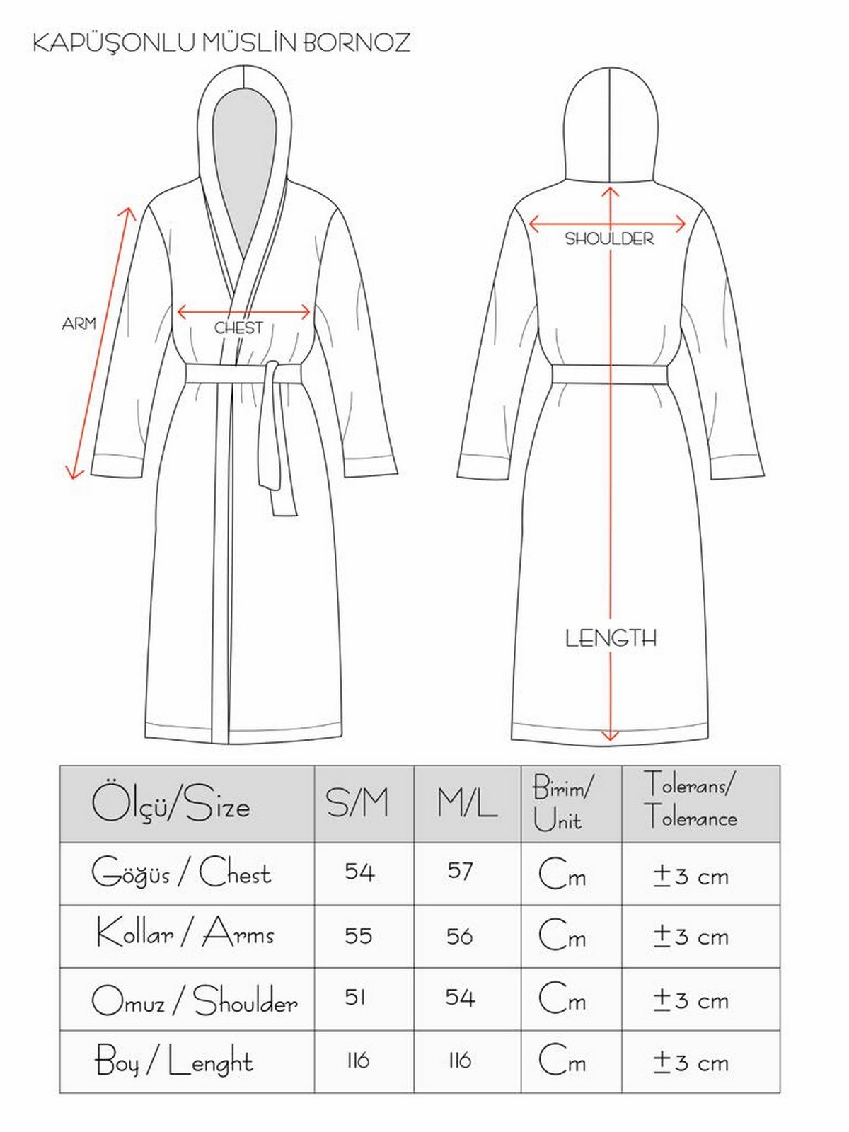 Müslin Bornoz - Sabahlık Kapüşonlu Modeli Soft Gri