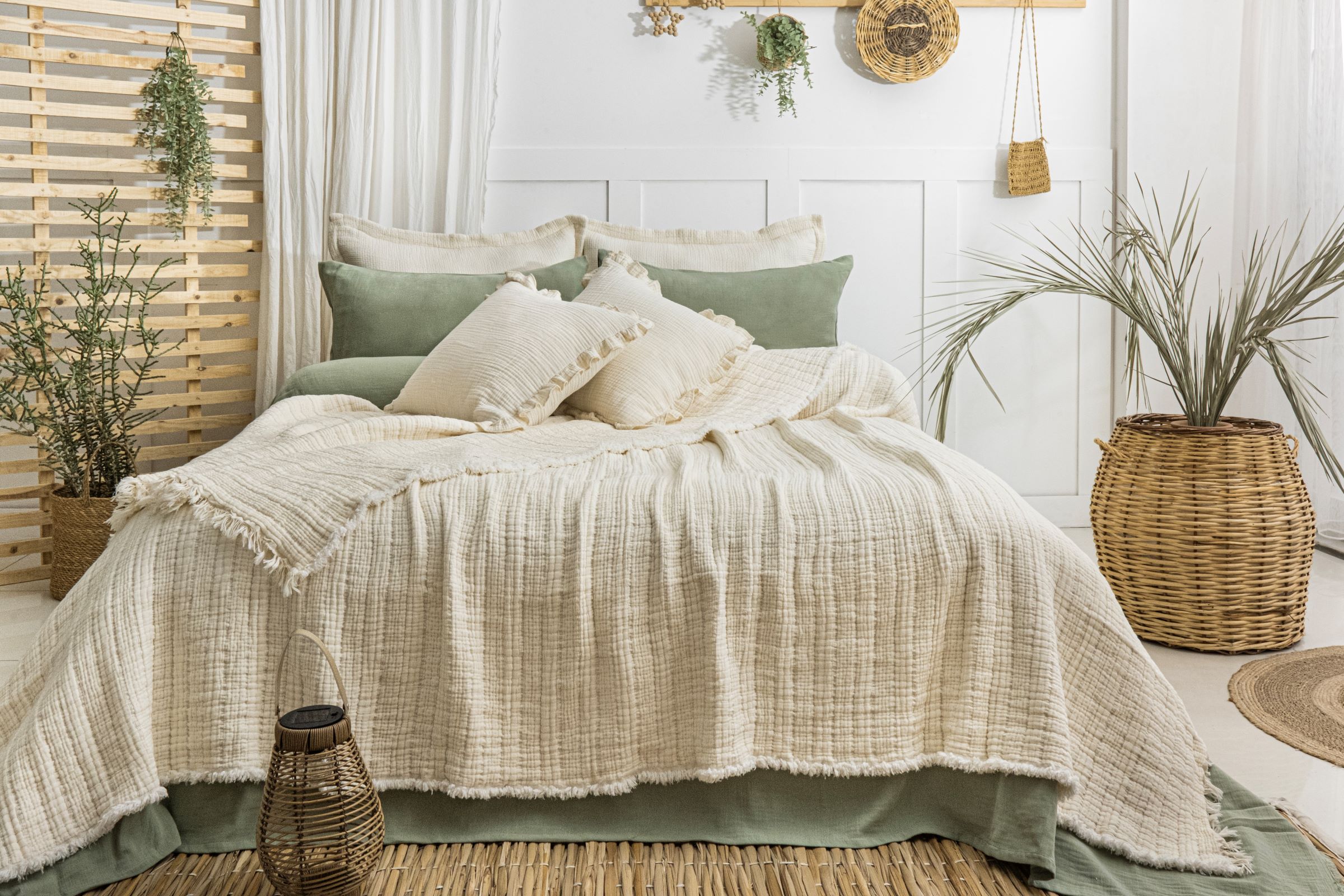 Müslin Fitilli Soft Yorgan 7 Katlı Dolgulu  Natural