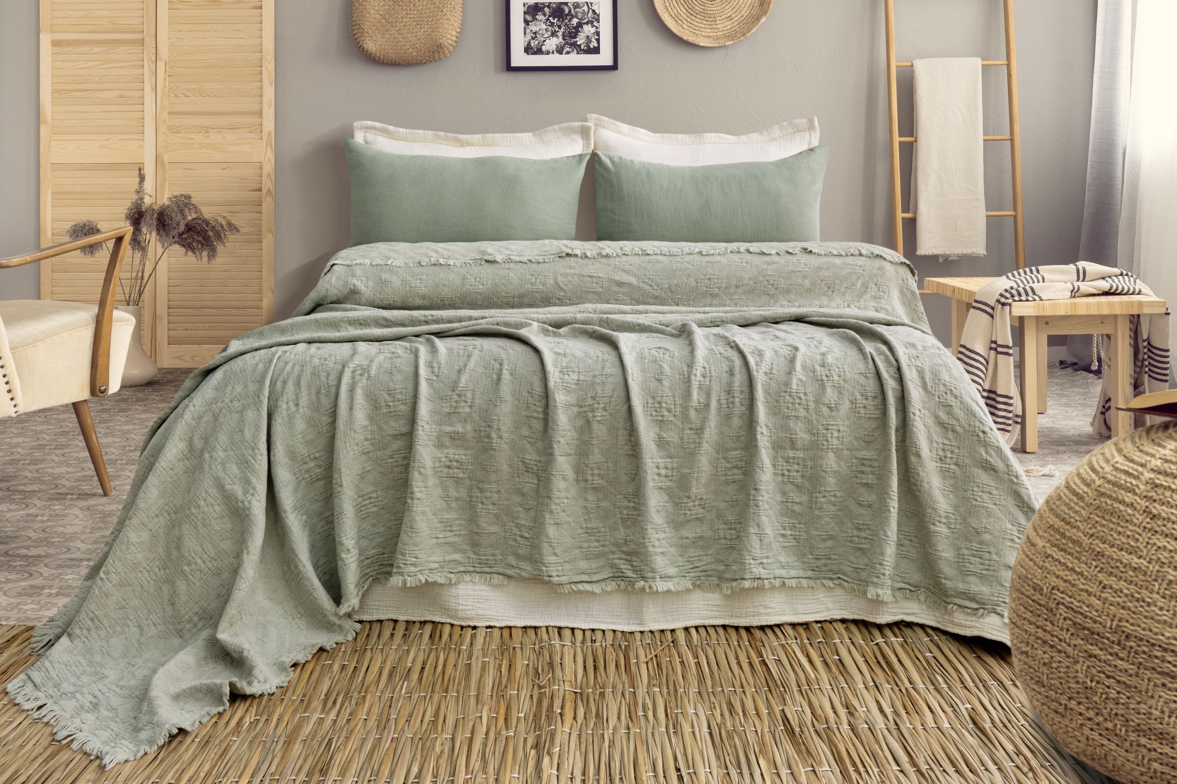 Anadolu Esintisi 4 Katlı Yatak Örtüsü Pike - Tek kişilik