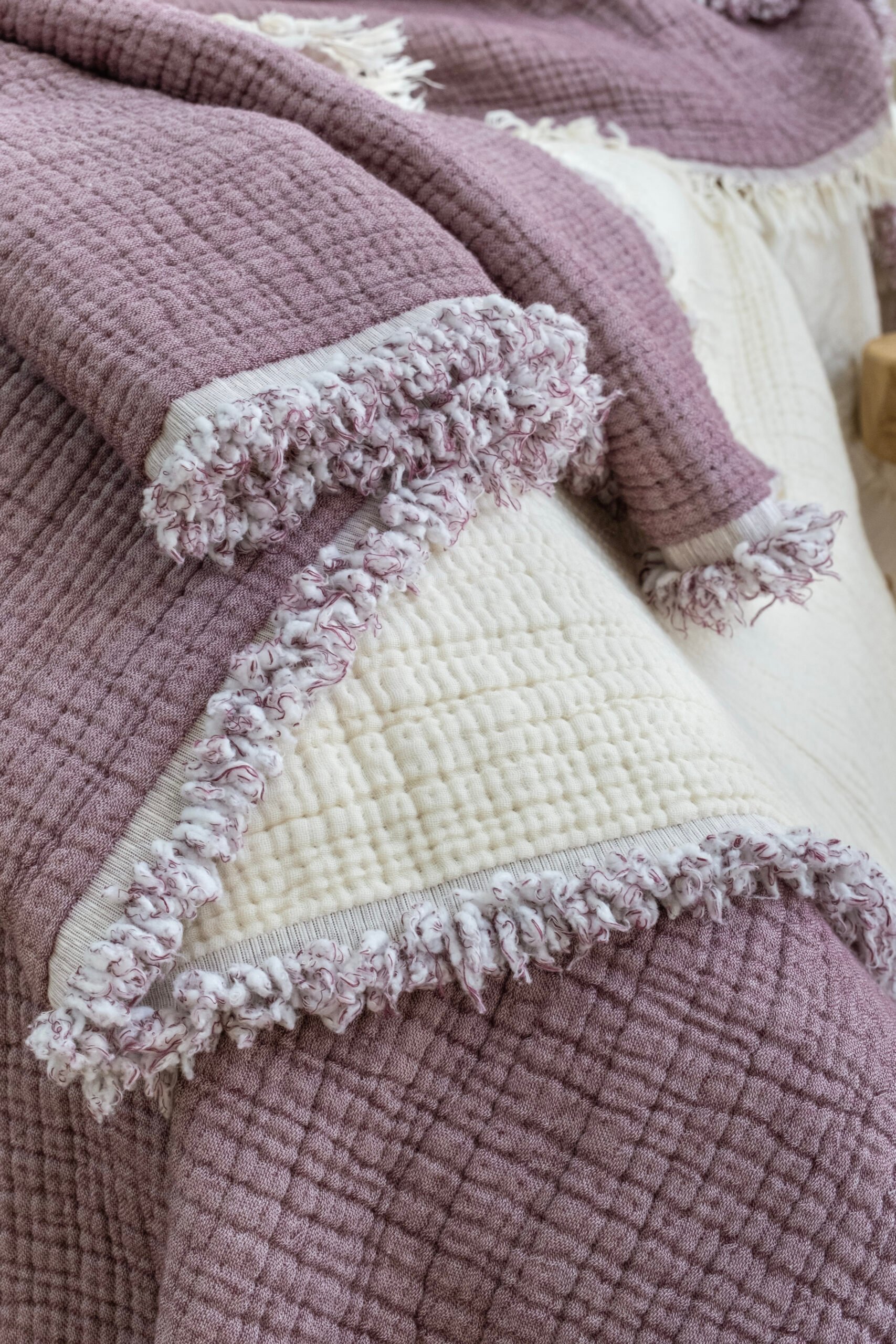 Müslin Soft Yorgan 7 Katlı Dolgulu  Mürdüm